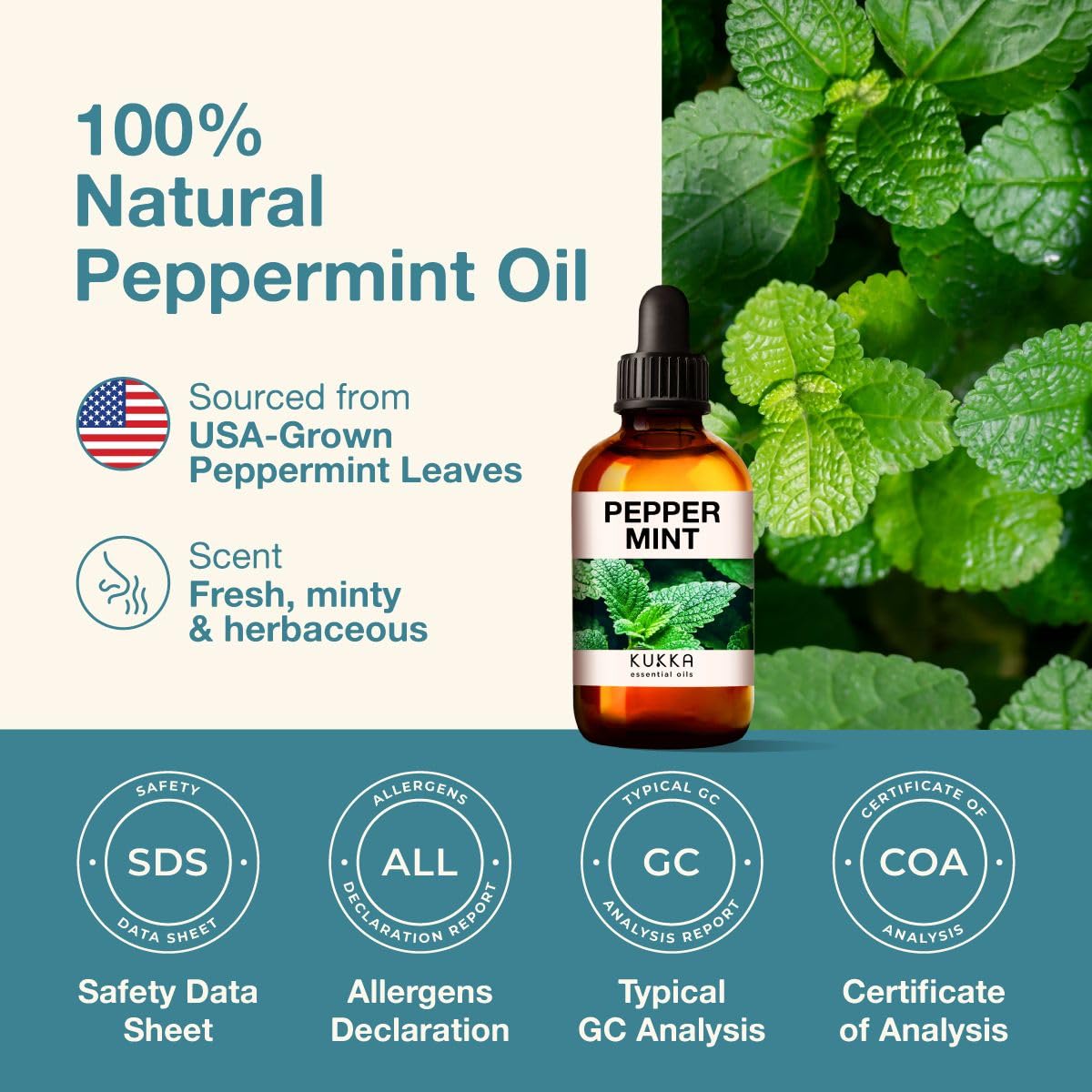 Kukka Peppermint Oil for Hair - Natural Mint Essential Oils - Premium Grade Natural Peppermint Essential Oil KUKKA essential oils