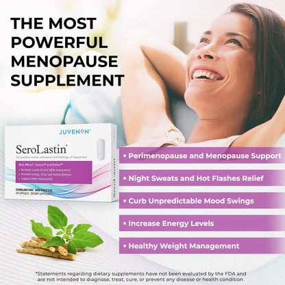 Juvenon Menopause Supplements for Women Mood Support, Hot Flashes Relief, Peri