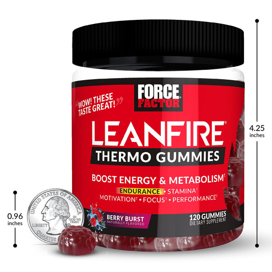 Force Factor LeanFire Thermo Gummies with B12 Vitamins, Caffeine, & Green Coffee Bean