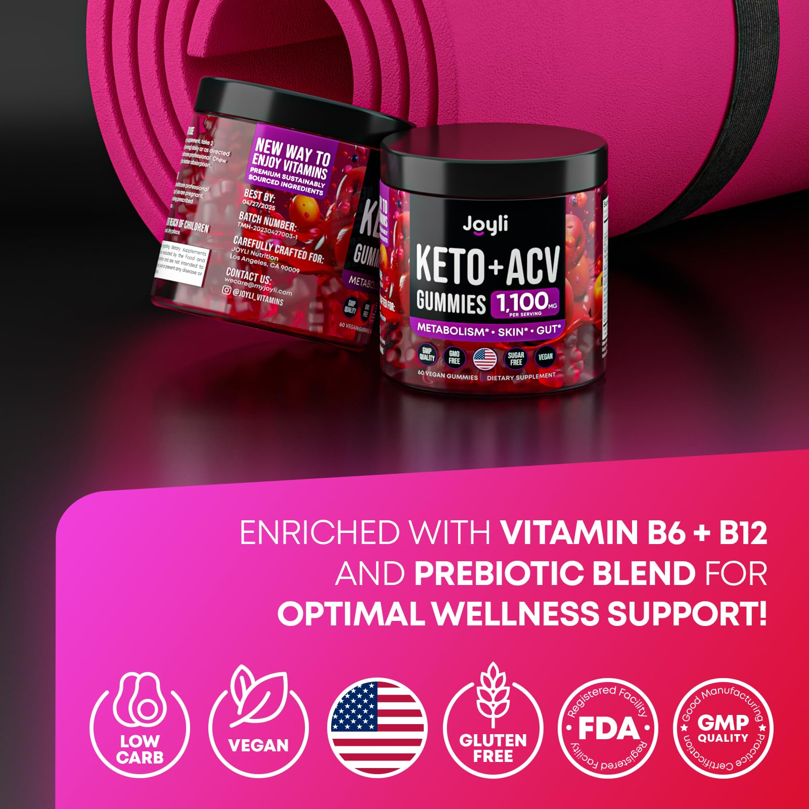 Advanced Keto ACV Gummies - ACV Keto Gummies - with Garcinia Cambogia - Water Loss Keto Gummy JOYLI Nutrition