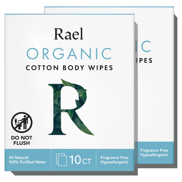 Rael Body Wipes, Organic Cotton Wipes for Women - Unscented Body Wipes, Individually Wrapped