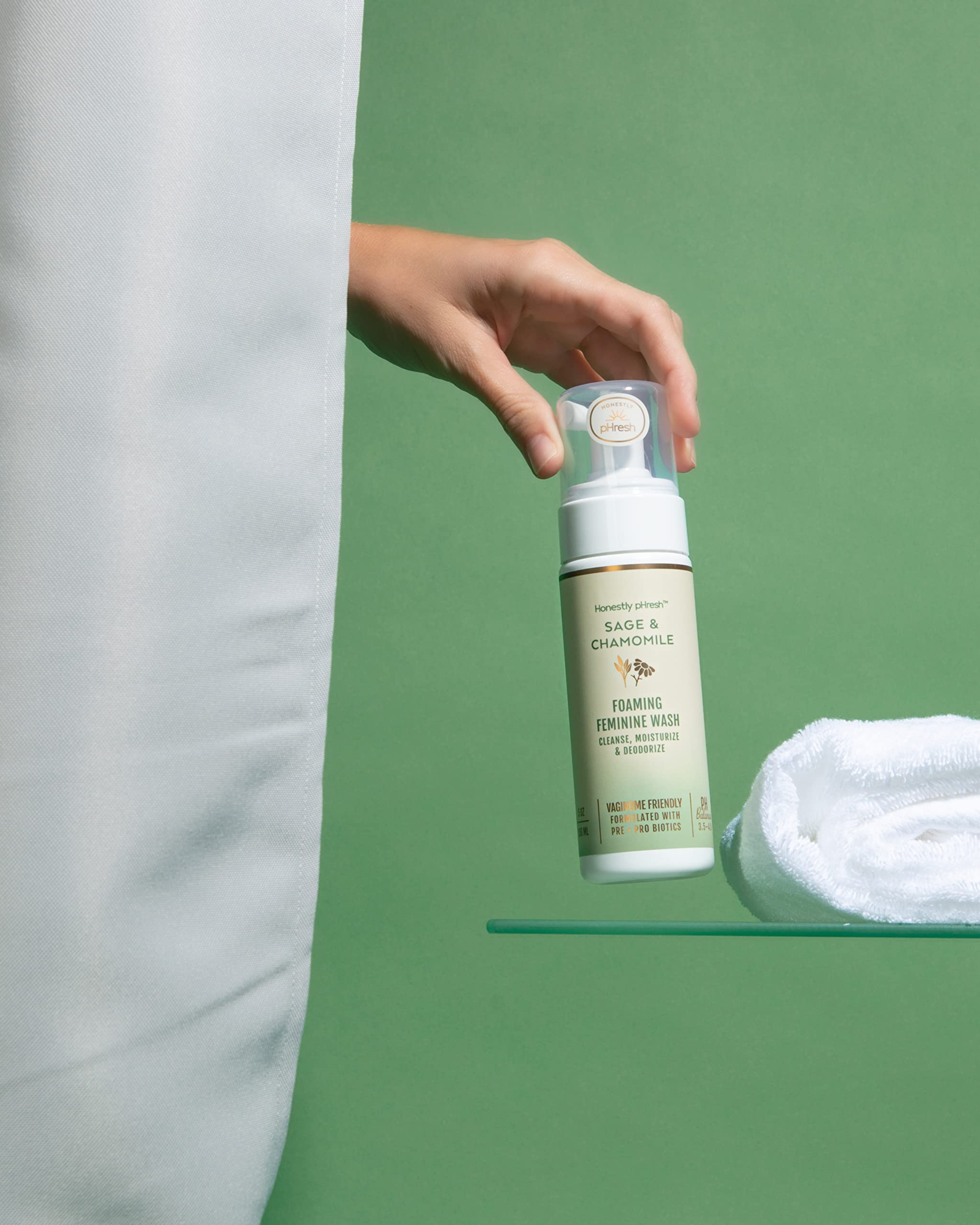 Honestly pHresh Natural Prebiotic & Probiotic Foaming Feminine Wash, pH Balanced with Essential Minerals Honestly pHresh