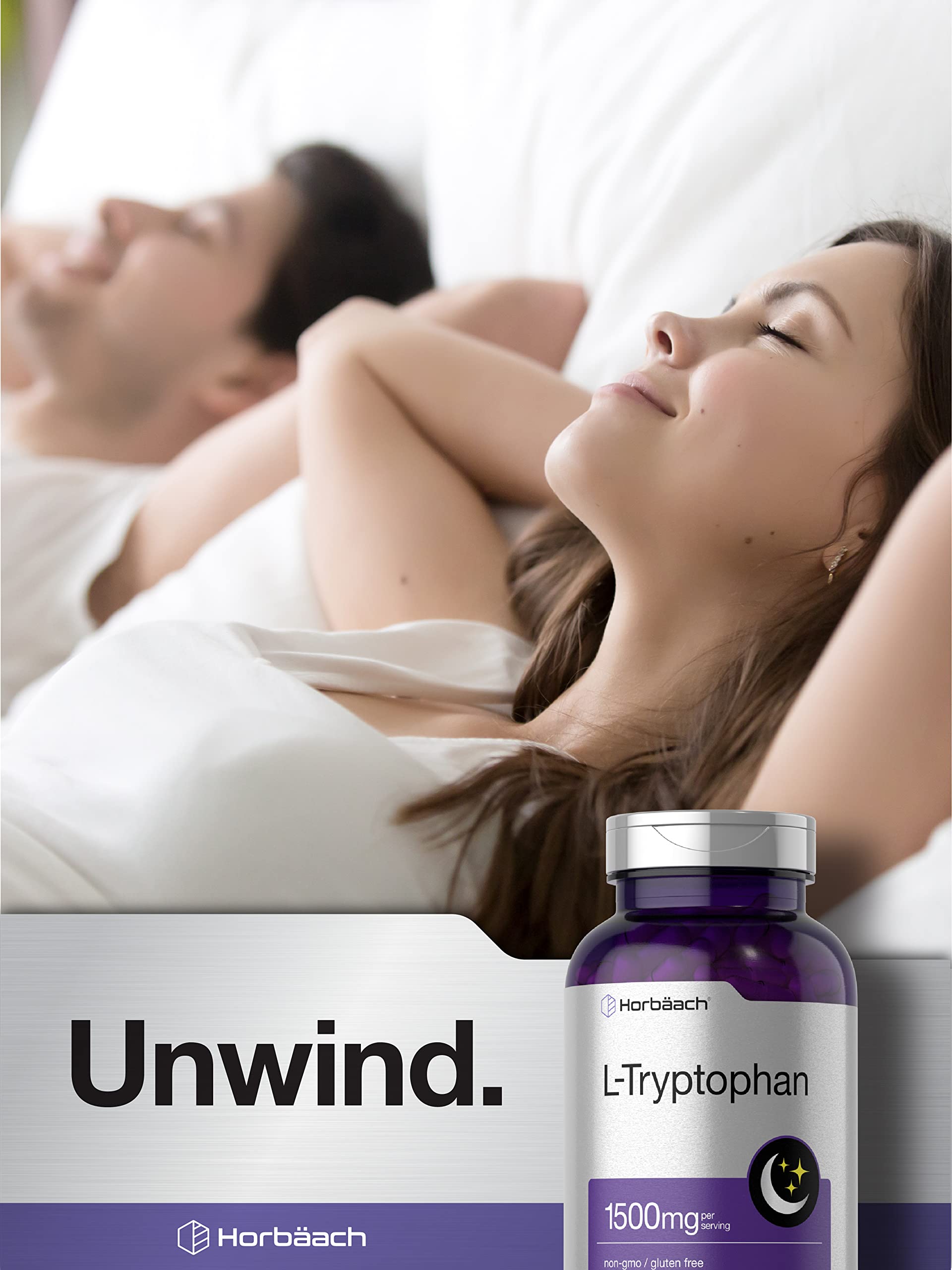 L Tryptophan 1500mg Capsules | 240 Count | Nighttime Formula | Non-GMO, Gluten Free
