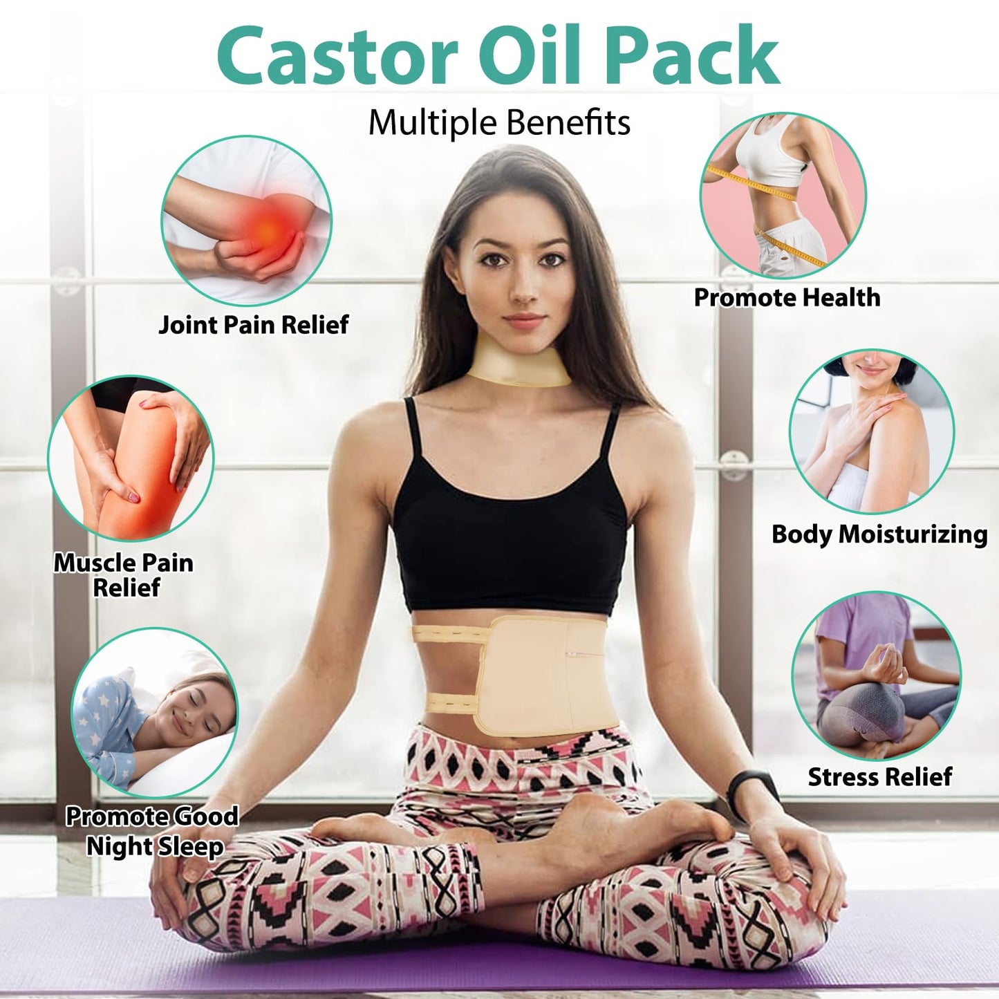 Jamaican Black Castor Oil (2.02 fl oz) with Reusable Castor Oil Pack Wrap, Adjustable Castor