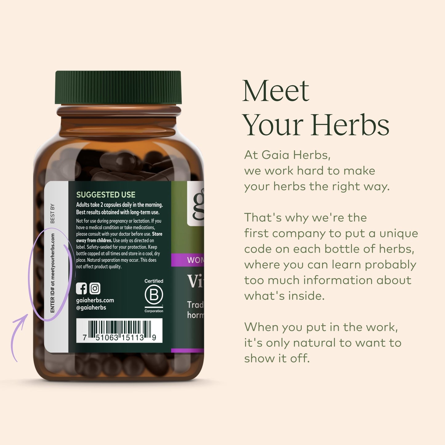 Gaia Herbs Vitex Berry (Chaste Tree) - Supports Hormone Balance & Fertility
