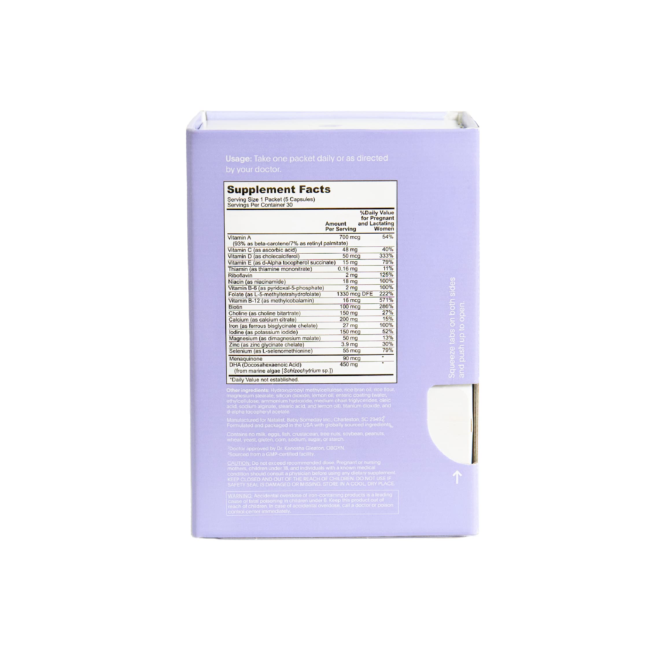 NATALIST Daily Prenatal Packs Daily Preconception & Pregnancy Formula Women's NATALIST