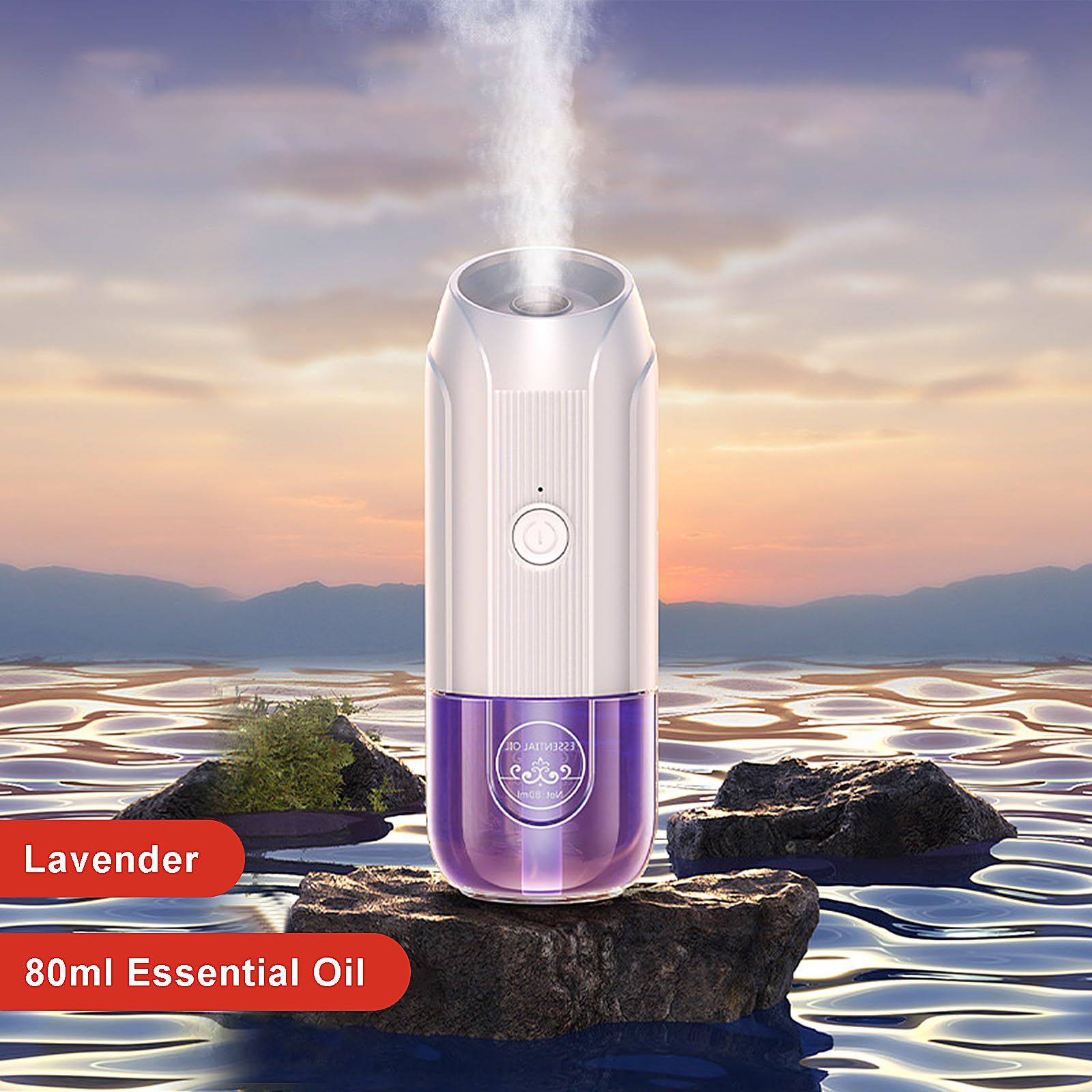 Mini Essential Oil Diffuser, Ultrasonic Mist Air Fresheners for Home with 80 ml Lavender Essential Oils DIUFJAG