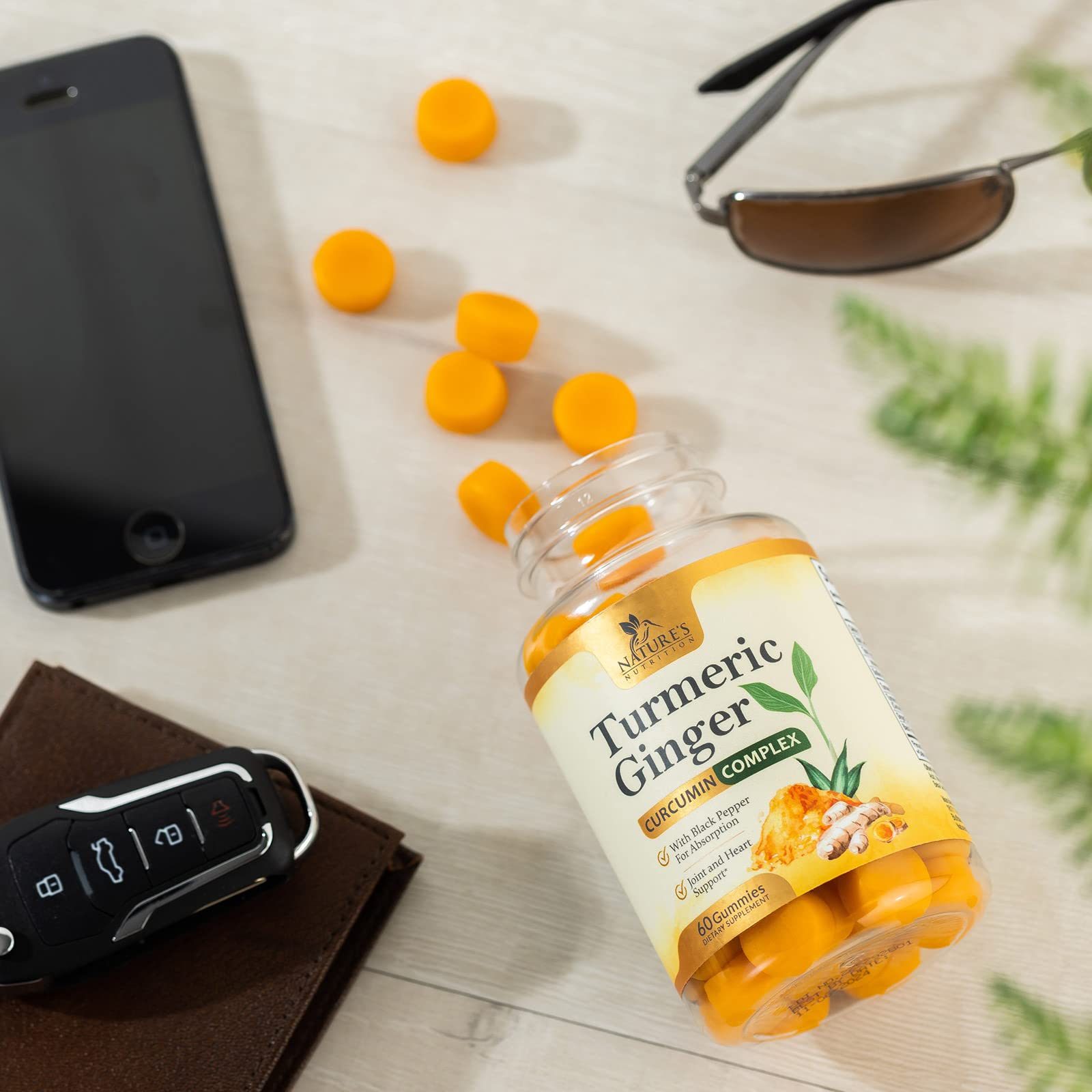 Turmeric Ginger Gummies - Vegan Turmeric Curcumin Gummy with 95% Curcuminoids Nature's Nutrition