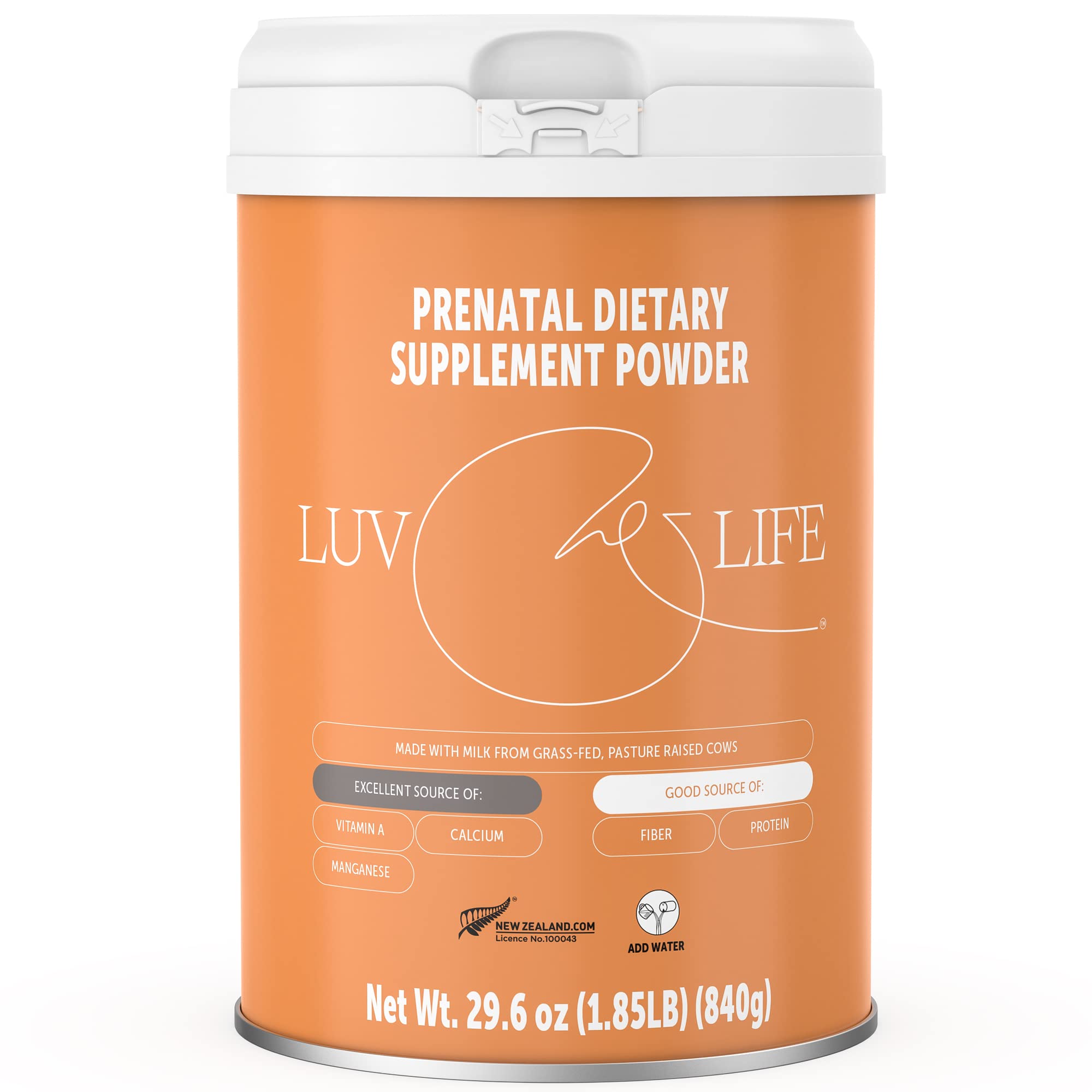 LUV&LIFE Prenatal Vitamin Supplement Powder Vanilla Flavored Contains Protein and Fiber 