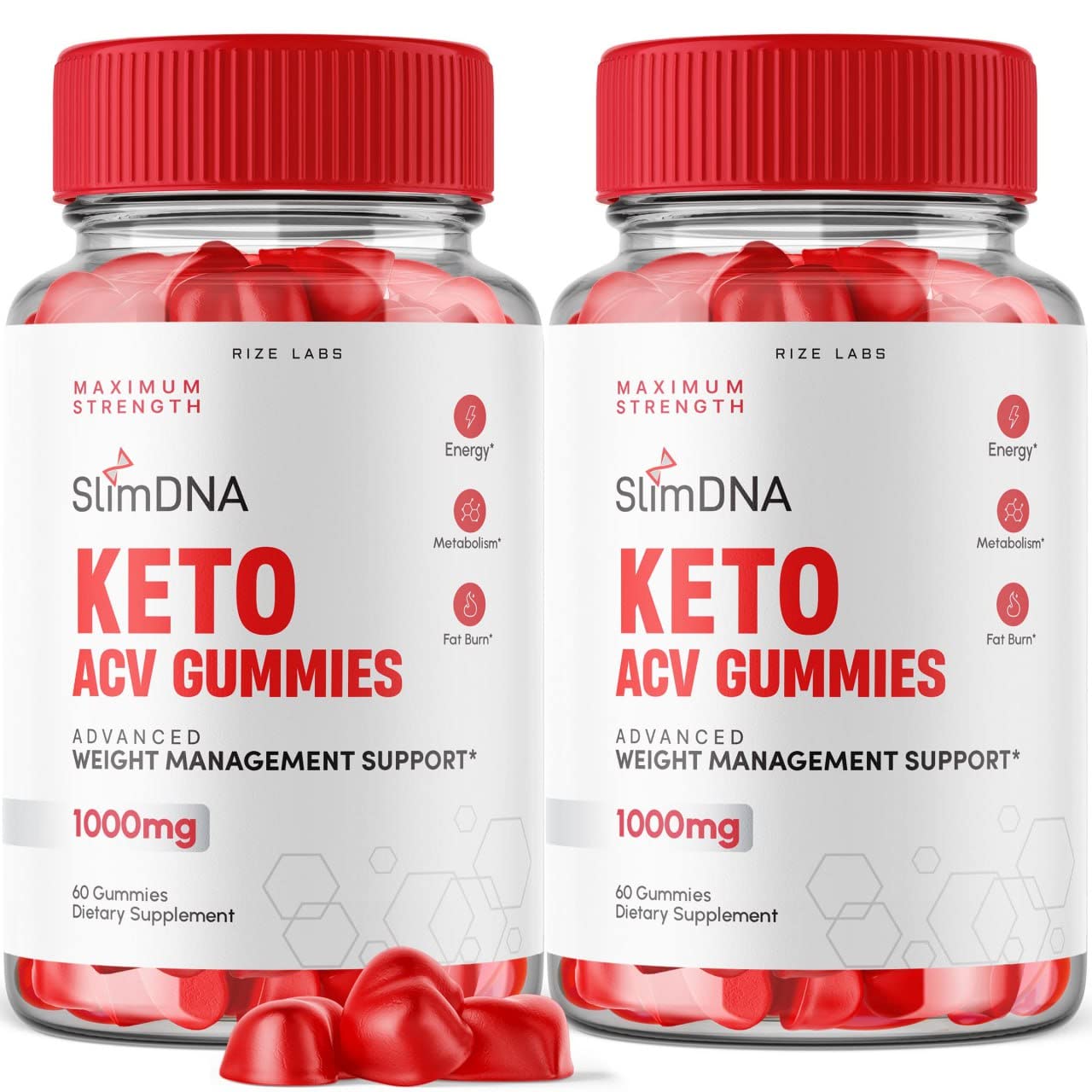 rize labs (2 Pack) SlimDNA Keto Gummies - ACV for Advanced Weight Loss with Apple 