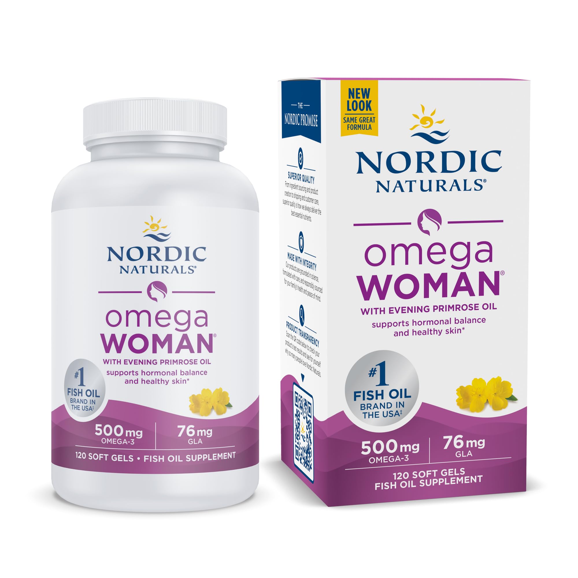 Nordic Naturals Omega Woman, Lemon - 120 Soft Gels - 500 mg Omega-3 + 800 mg Evening