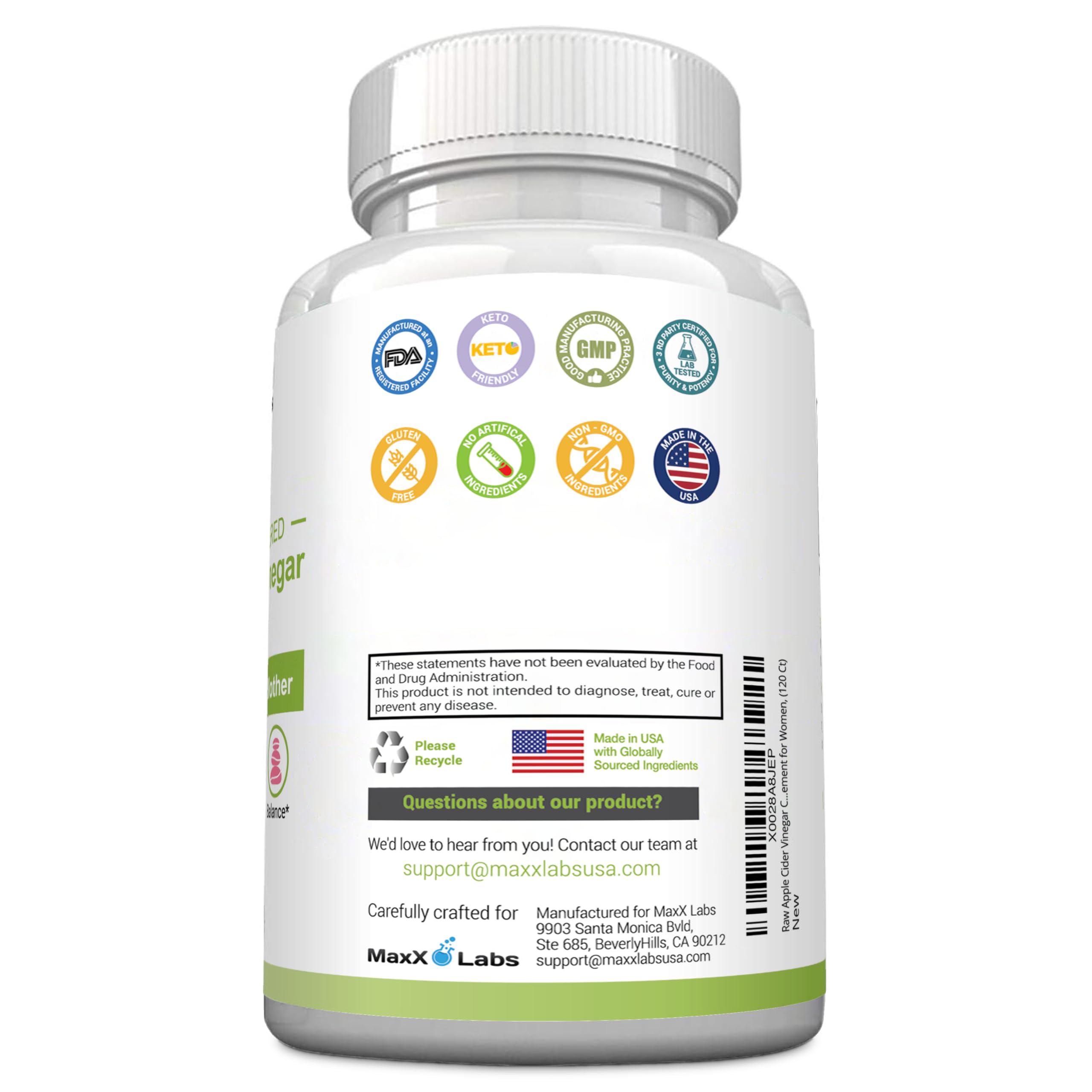 Apple Cider Vinegar Capsules with The Mother - Healthy Keto Diet Supplements MaxX Labs