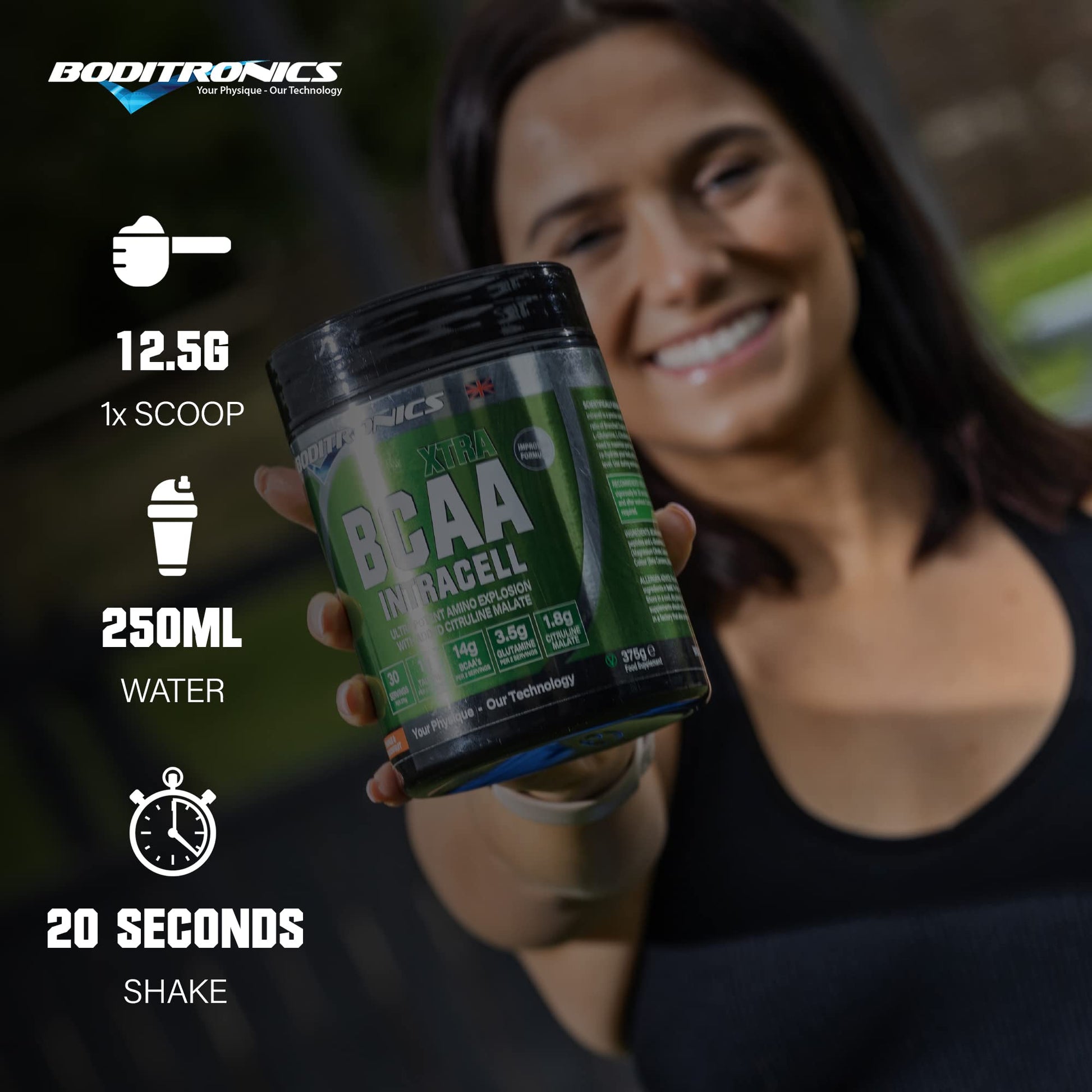 Boditronics BCAA Intracell Xtra Intra Workout Protein Powder, Branched Chain Amino Acid Supplement Boditronics