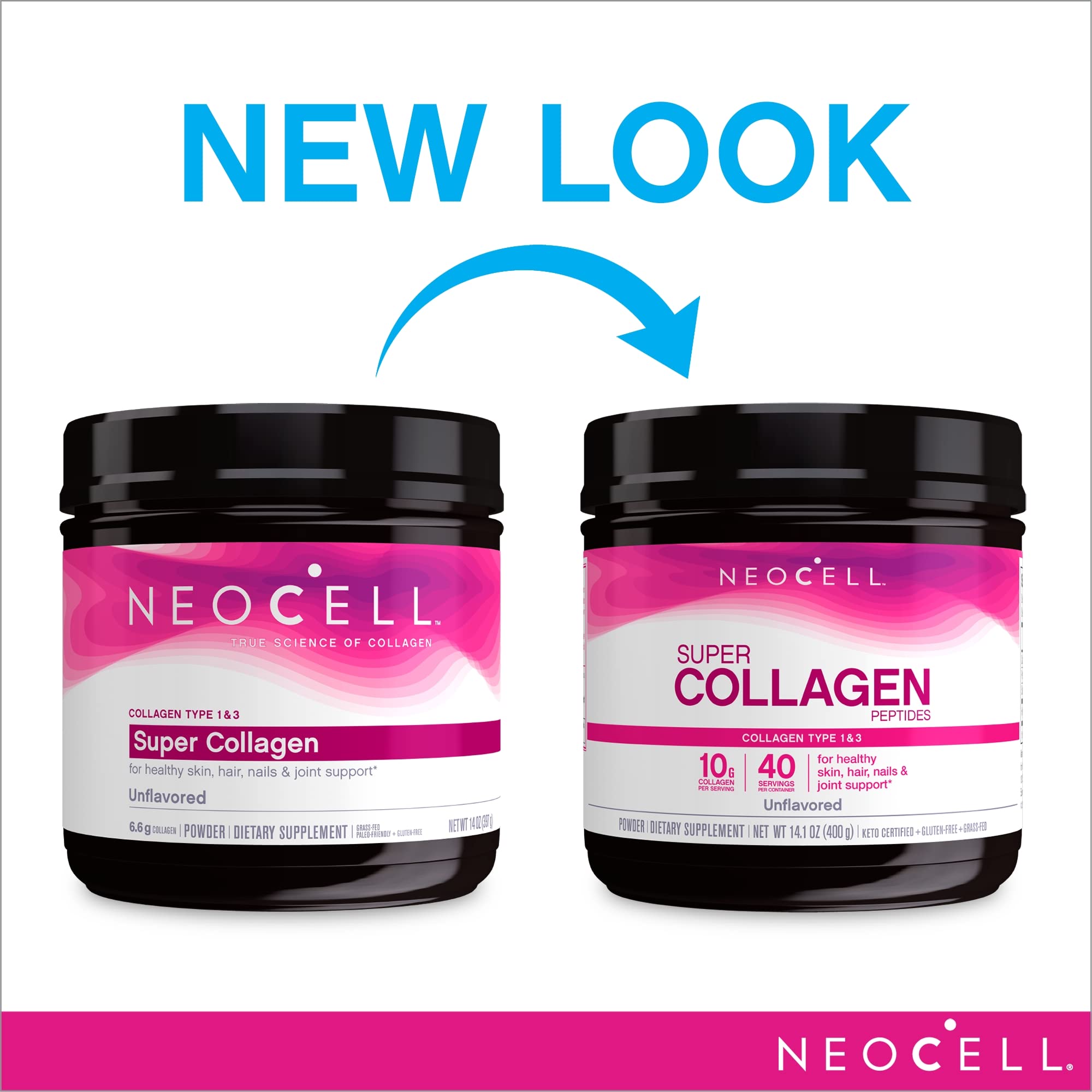 NeoCell Super Collagen Powder, 10g Collagen Peptides per Serving & Super Collagen NeoCell