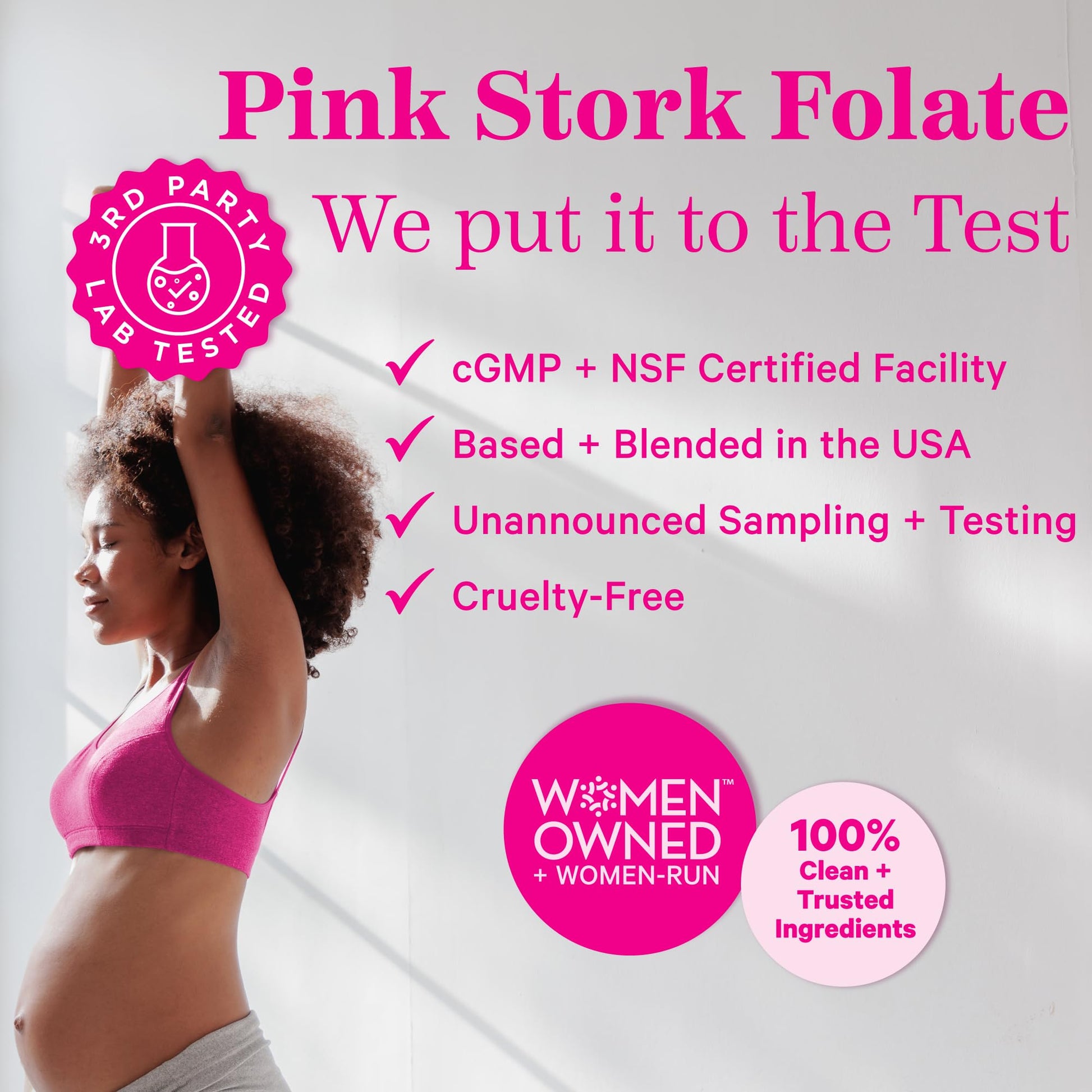 Pink Stork Folate: Methyl Folate - MTHFR Acid, Natural Form of Folic Acid for Pregnancy, Formulated Pink Stork