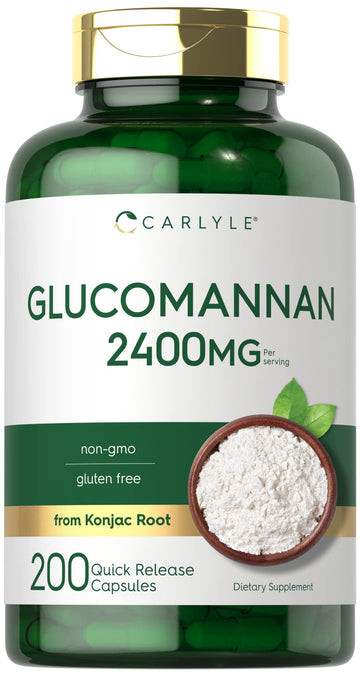 Carlyle Glucomannan Capsules | 200 Count | Soluble Fiber Pills | Non-GMO
