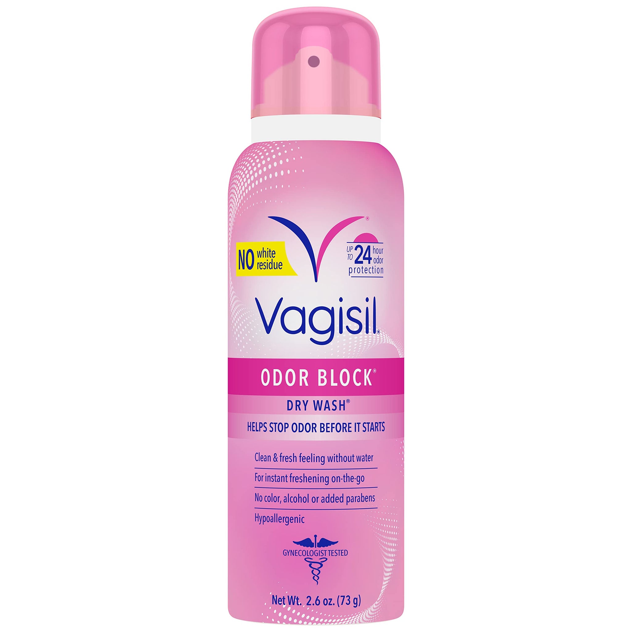 Vagisil Odor Block Dry Wash Spray for Feminine Hygiene, Gynecologist Tested, Hypoallergenic, 2.6 Ounces