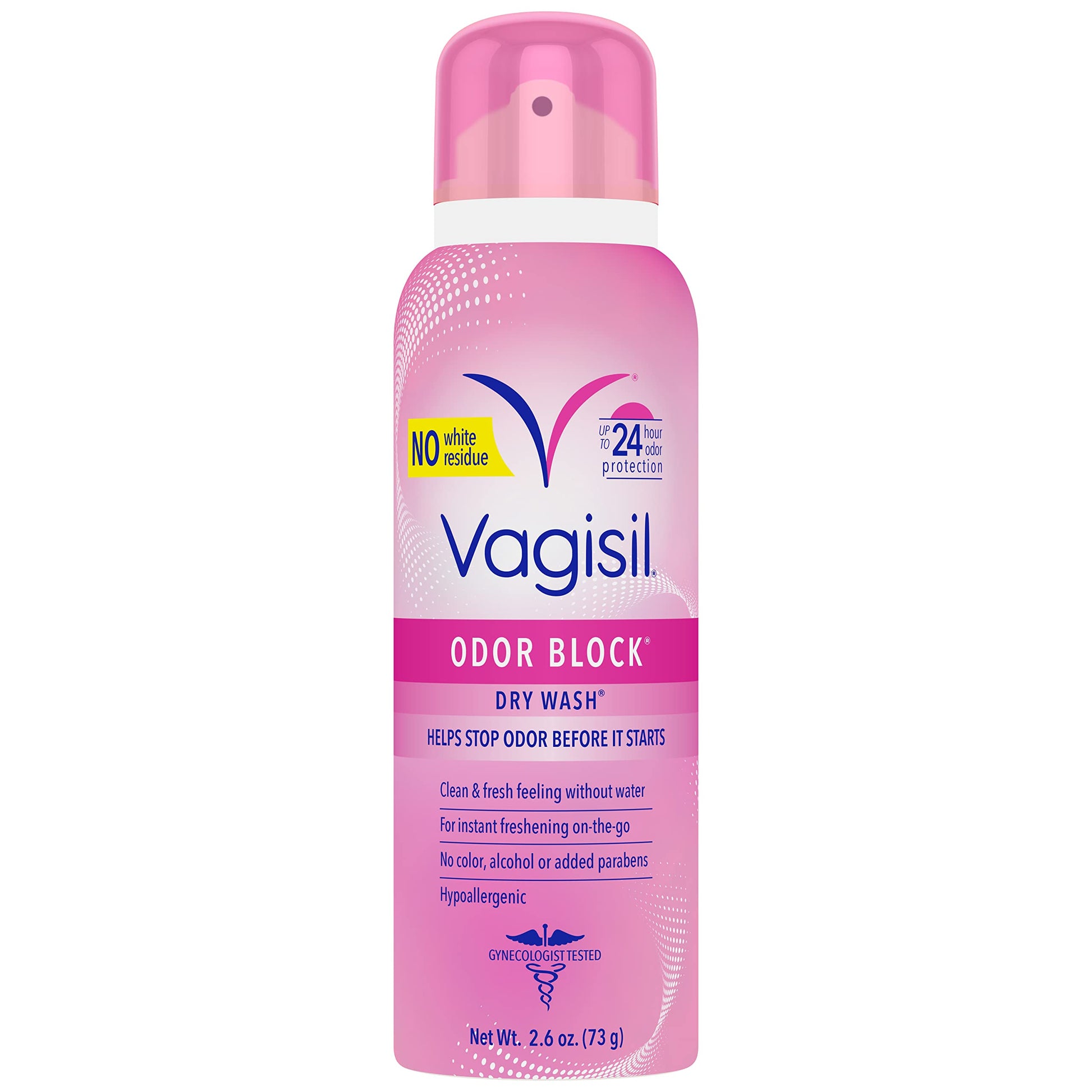Vagisil Odor Block Dry Wash Spray for Feminine Hygiene, Gynecologist Tested, Hypoallergenic, 2.6 Ounces