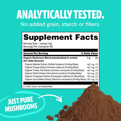 FreshCap Ultimate Mushroom Complex Powder - Lions Mane, Reishi, Cordyceps, Chaga