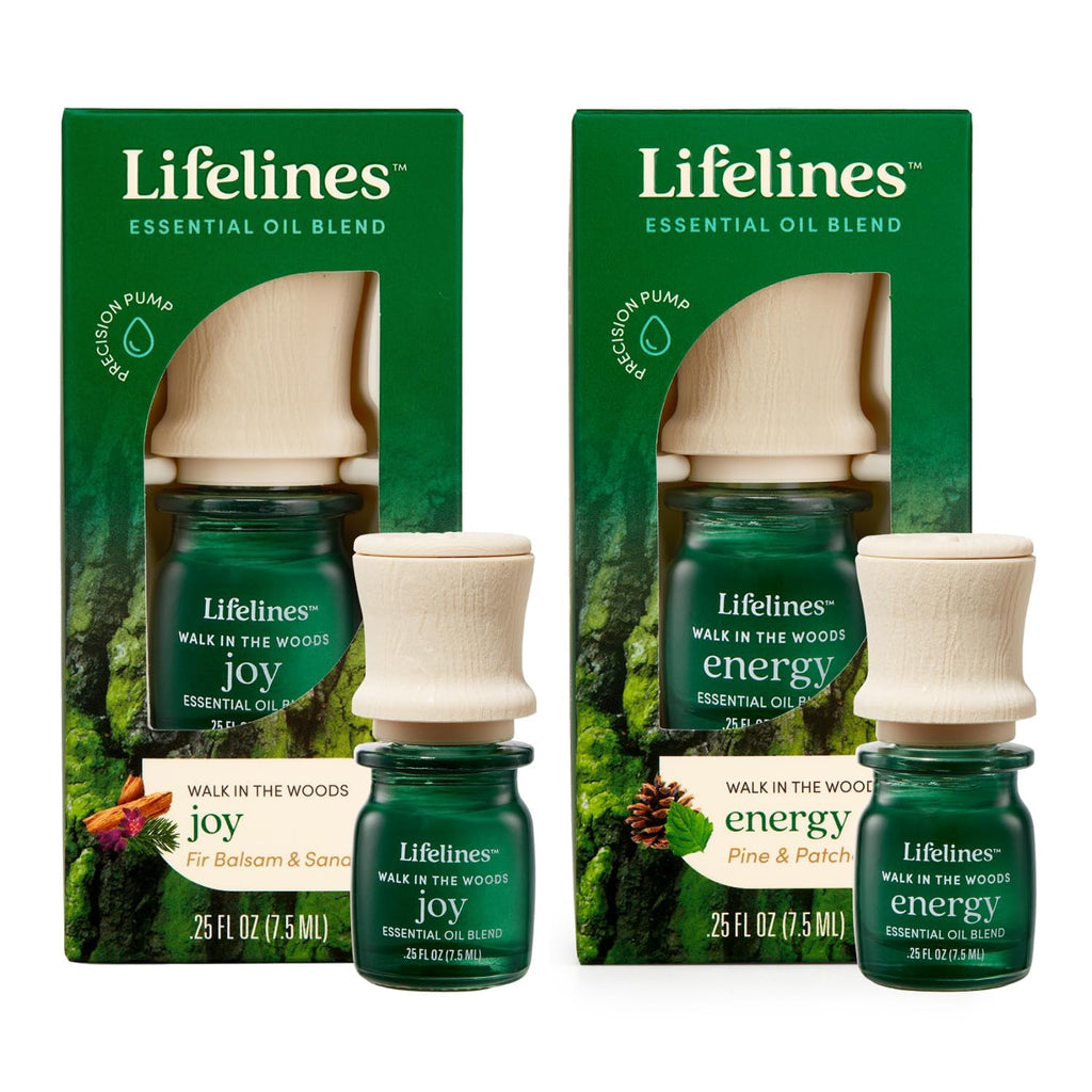 Lifelines Essential Oil Blend 2-Pack, Walk in The Woods: Energy & Joy Oils for Essential Oil Diffuser