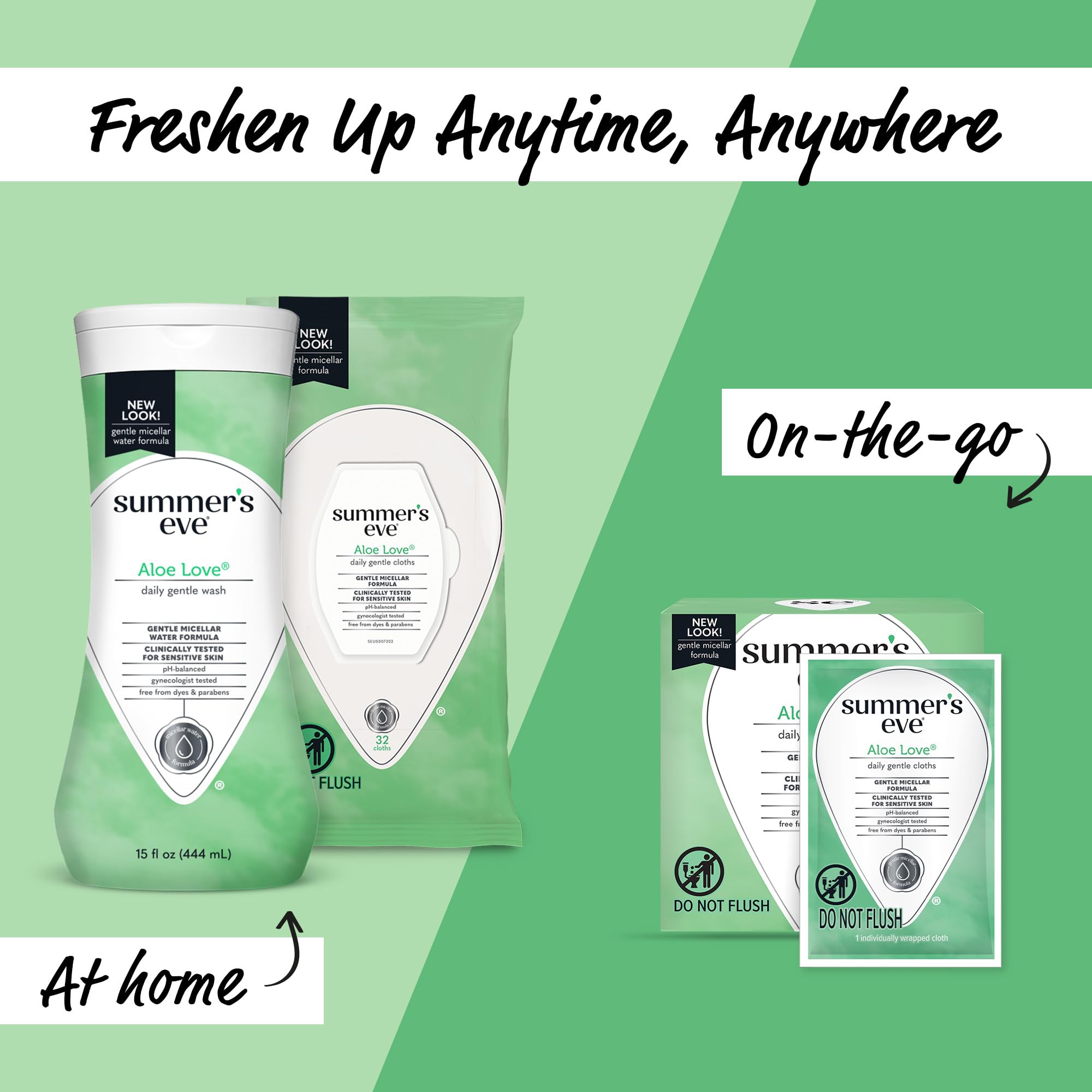 Summer's Eve Aloe Love Gentle Daily Feminine Wipes, Removes Odor, pH balanced, 32 Count, 12 Pack Summer's Eve