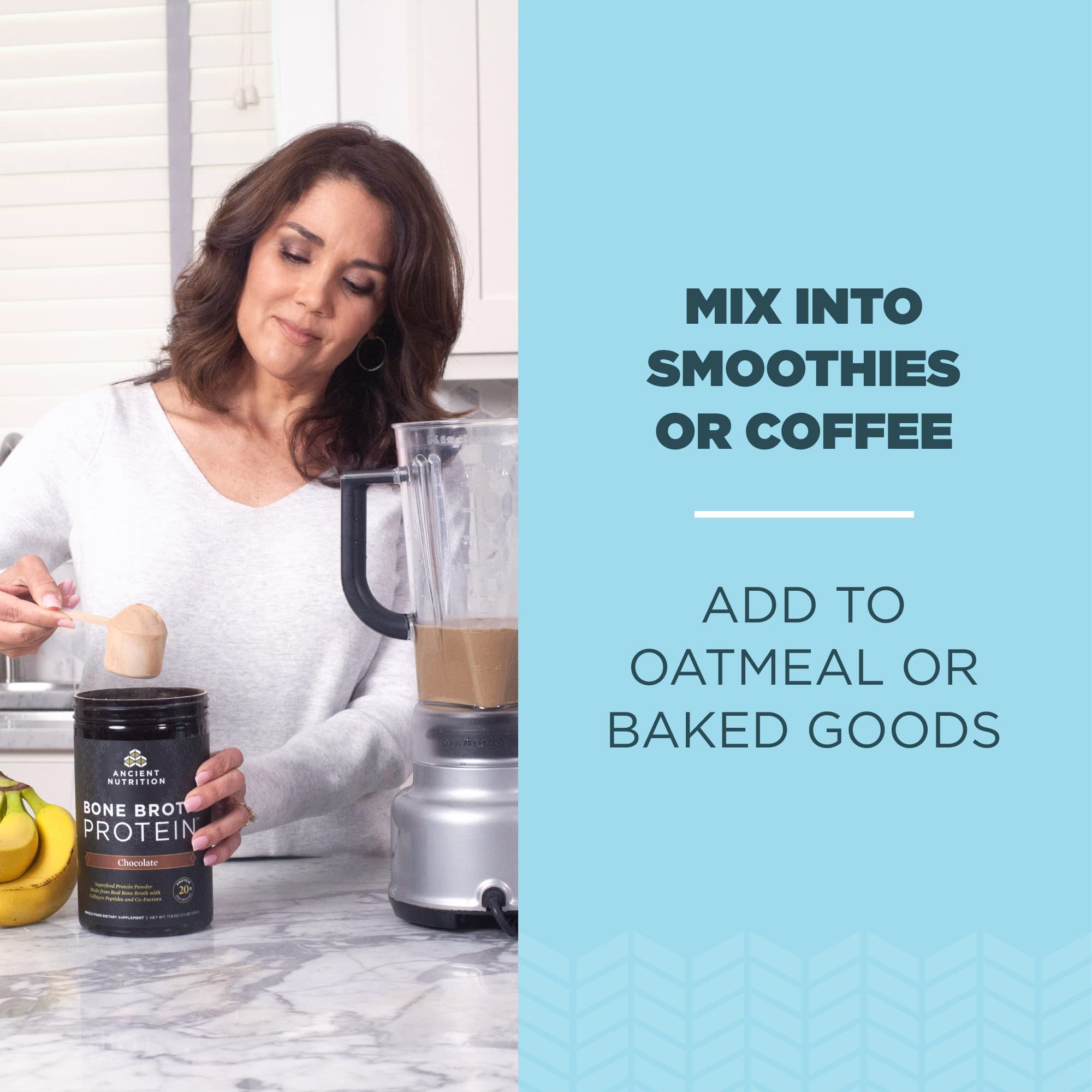 Ancient Nutrition Protein Powder Made from Real Bone Broth, Chocolate, 20g Protein Ancient Nutrition