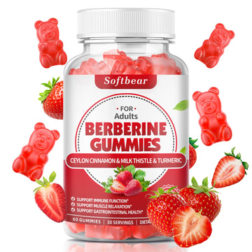 softbear Berberine with Ceylon Cinnamon Gummies-99% Purity Berberine HCL Supplements