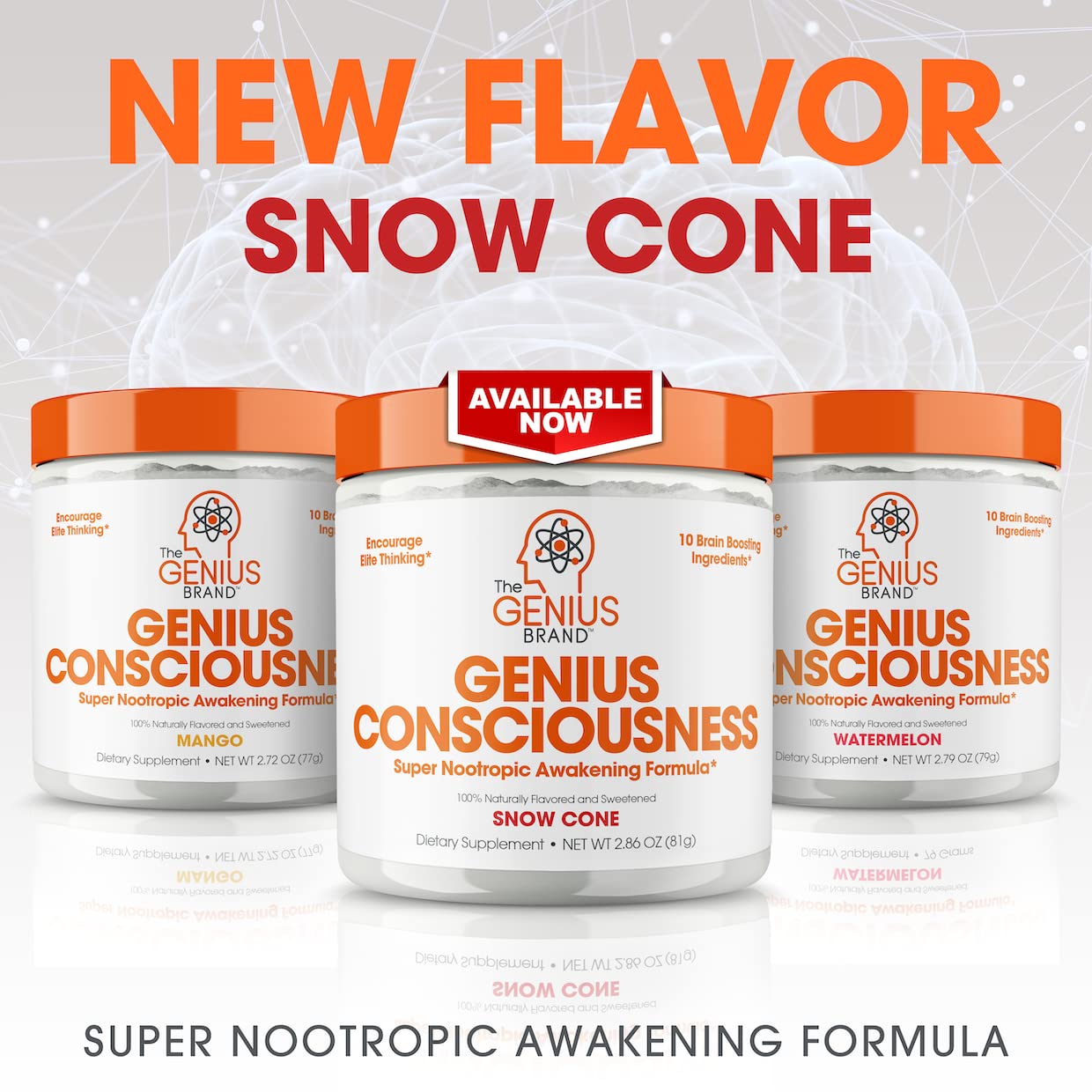 Genius Consciousness, Super Nootropic Brain Supplement Powder, Watermelon