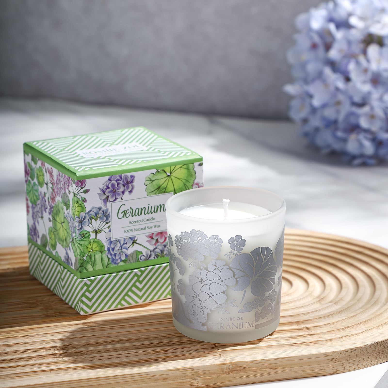 ROMIIE ZOI Scented Candle - Geranium - 6oz Aromatherapy Soy Wax Jar Candle for Home, Gifts for Women ROMIIE ZOI