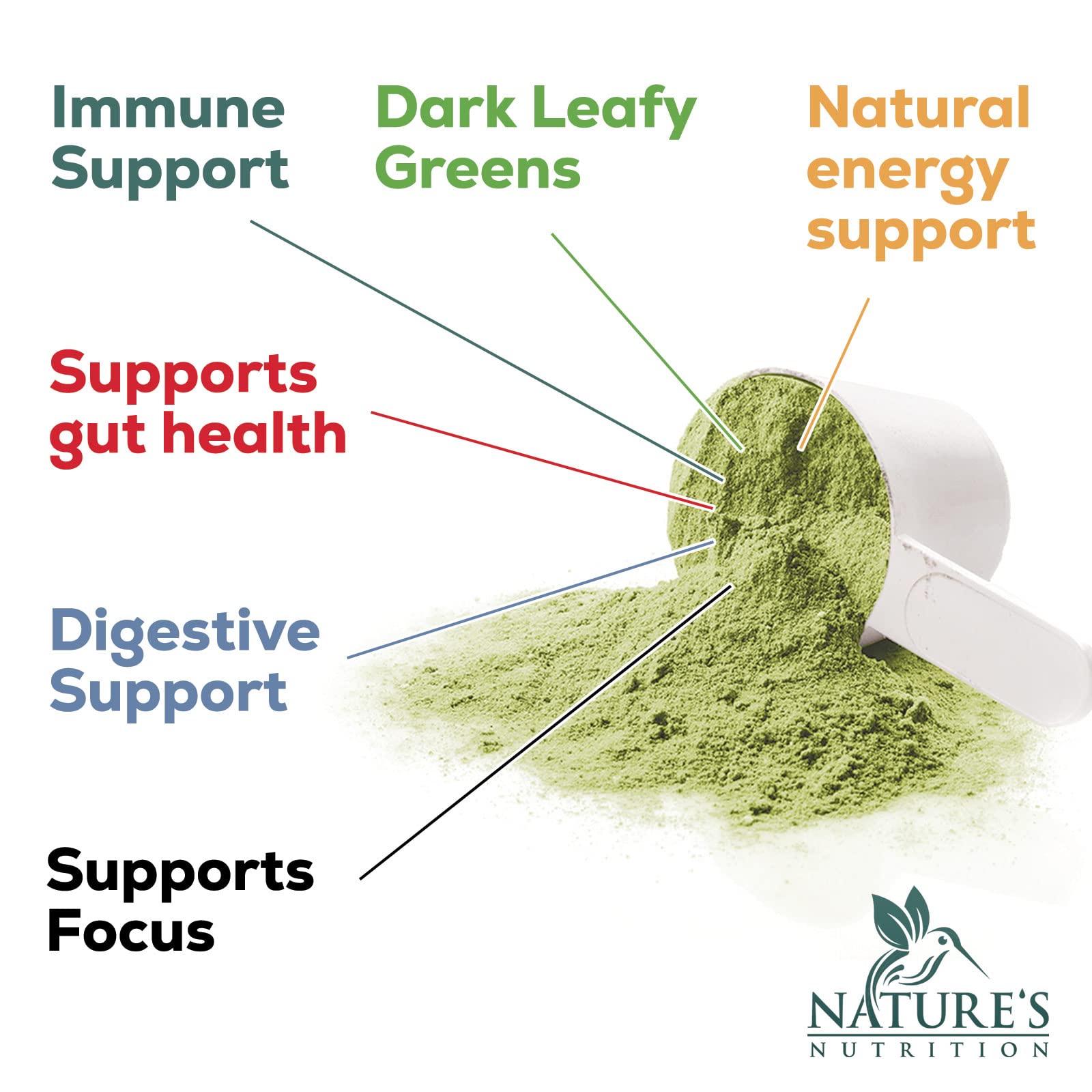 Greens Superfood Powder Supplement - Super Green Smoothie Mix Blend with Spirulina Nature's Nutrition