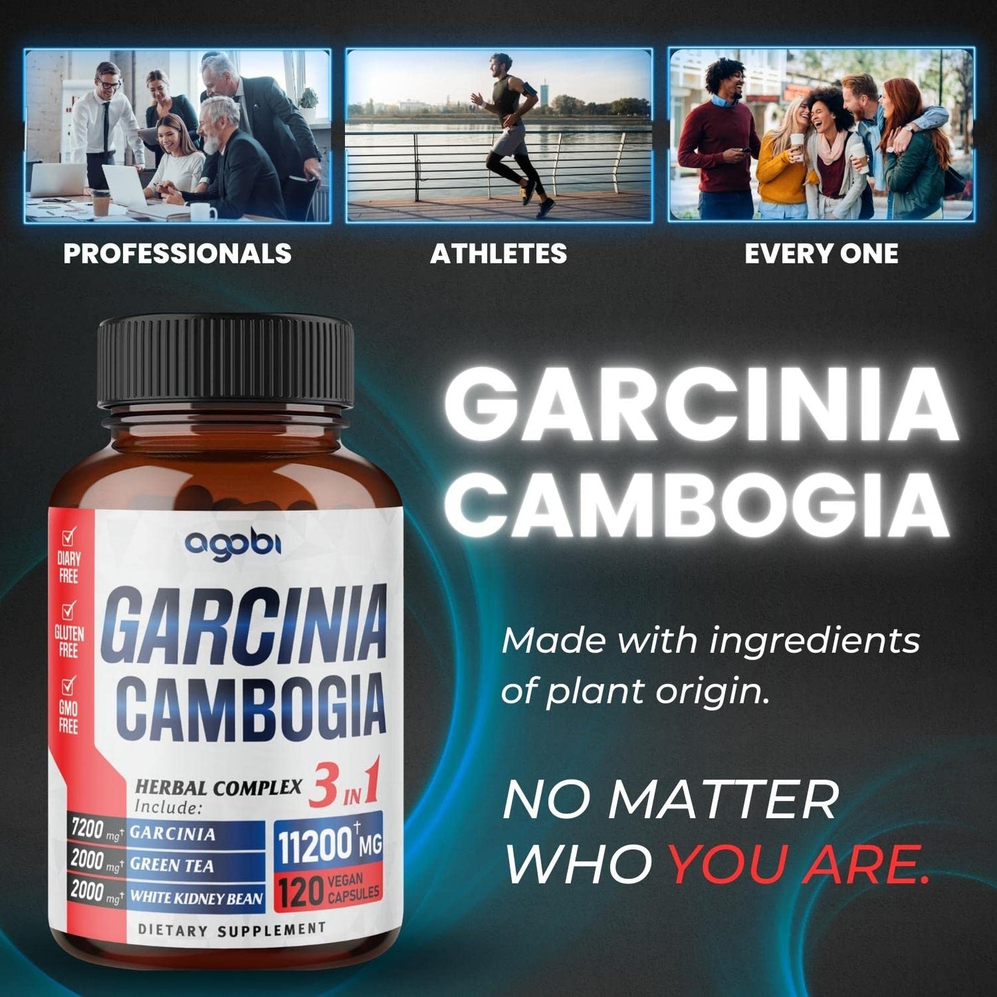 agobi 3in1 Garcinia Cambogia Extract Capsules - 11200mg Herbal Supplement for Body Health