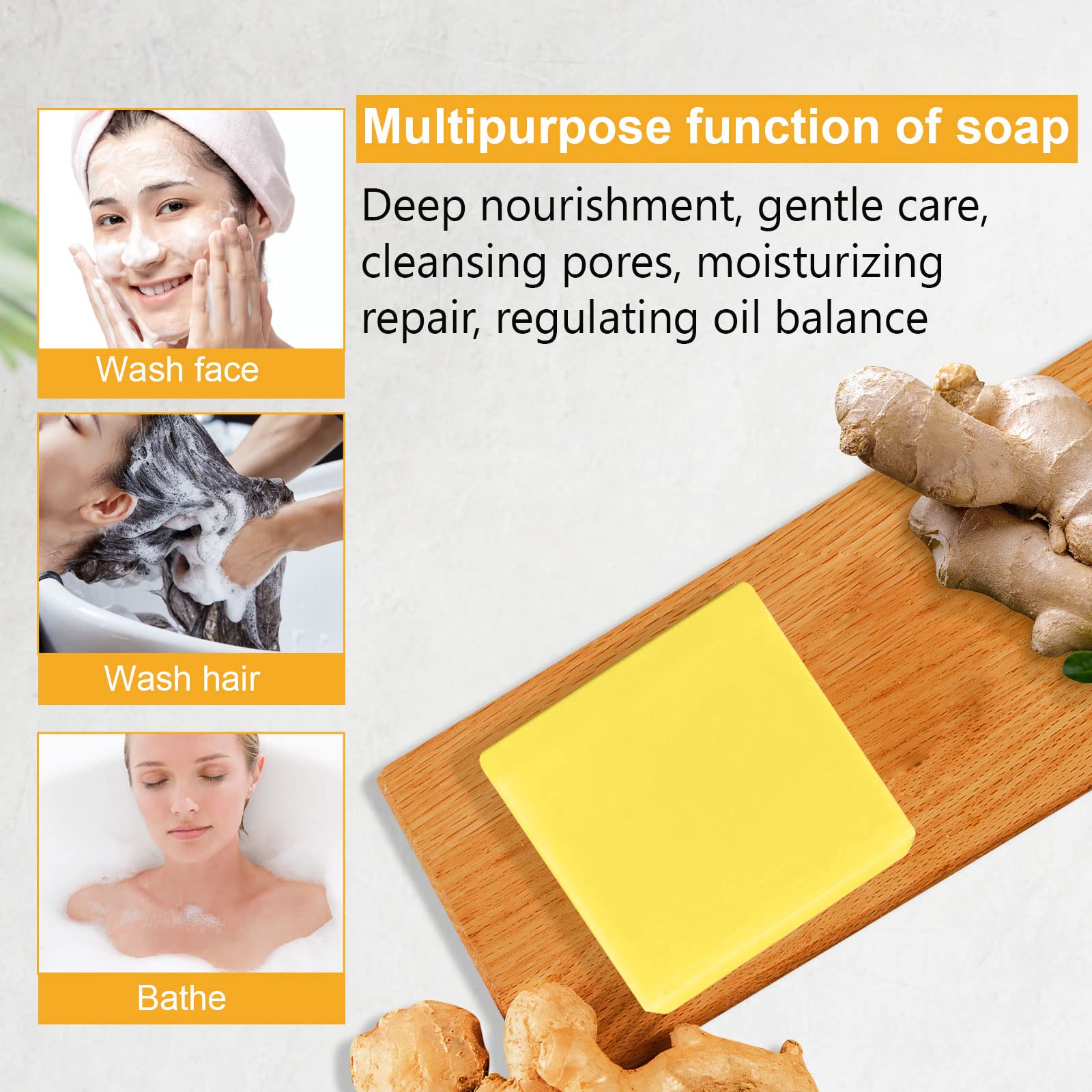 Organic Ginger Soap, Moisturizing Bath Soap, Slimming Ginger Soap, Deep Clean Effectively Moulis