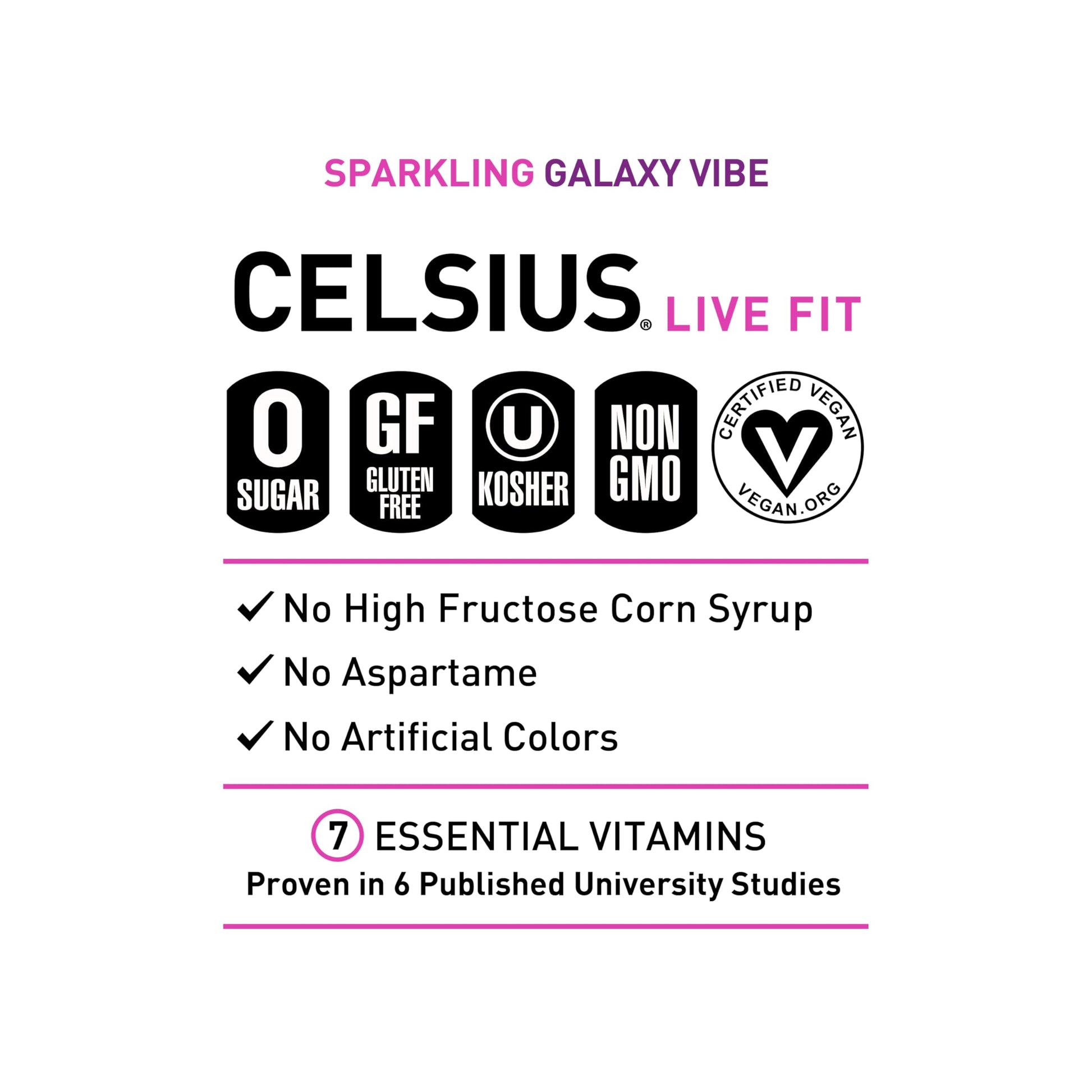 CELSIUS Sparkling Galaxy Vibe, Functional Essential Energy Drink 12 Fl Oz (Pack of 12) CELSIUS