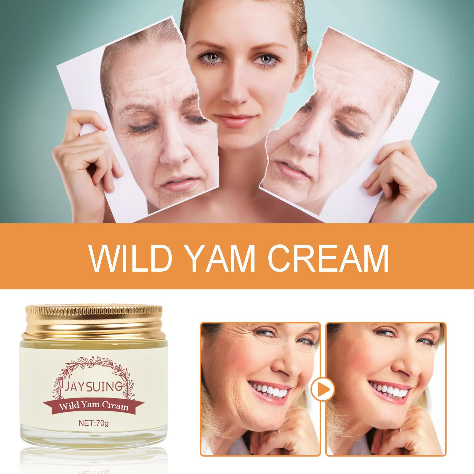 Wild Yam Cream, Women's Nature Yam Cream, Promoting Perimenopause & Menopause,Support All Skin Types Thetie