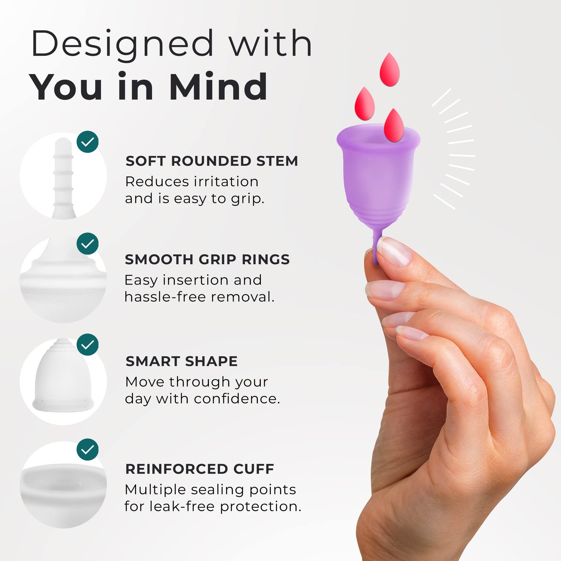 EcoBlossom Reusable Menstrual Cup Set - The Most Reliable Medical Grade Silicone Period Cups EcoBlossom