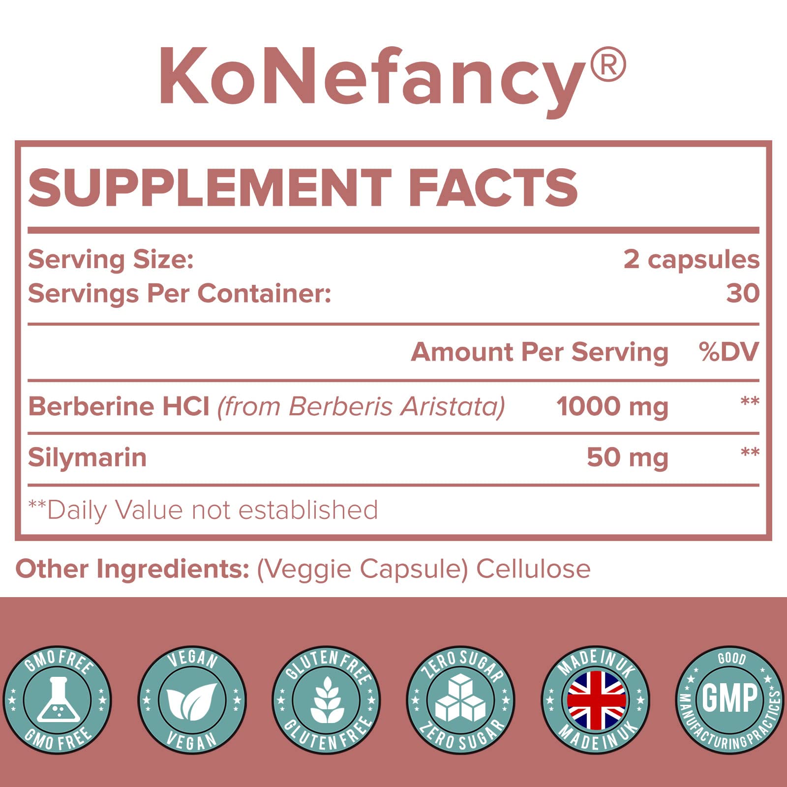 KoNefancy Berberine HCL Supplement 1000mg, High Absorption Berberine Plus Vegan