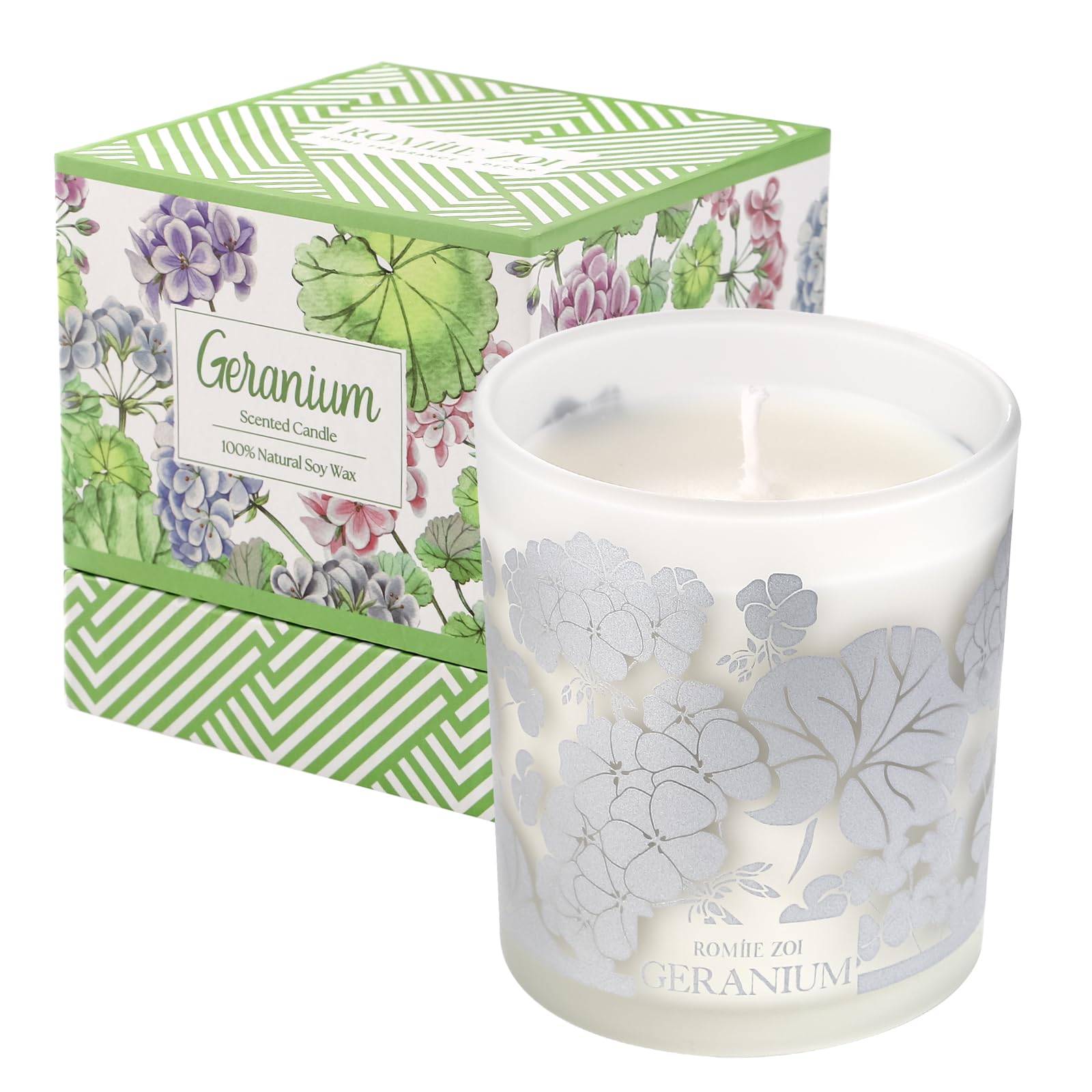 ROMIIE ZOI Scented Candle - Geranium - 6oz Aromatherapy Soy Wax Jar Candle for Home, Gifts for Women