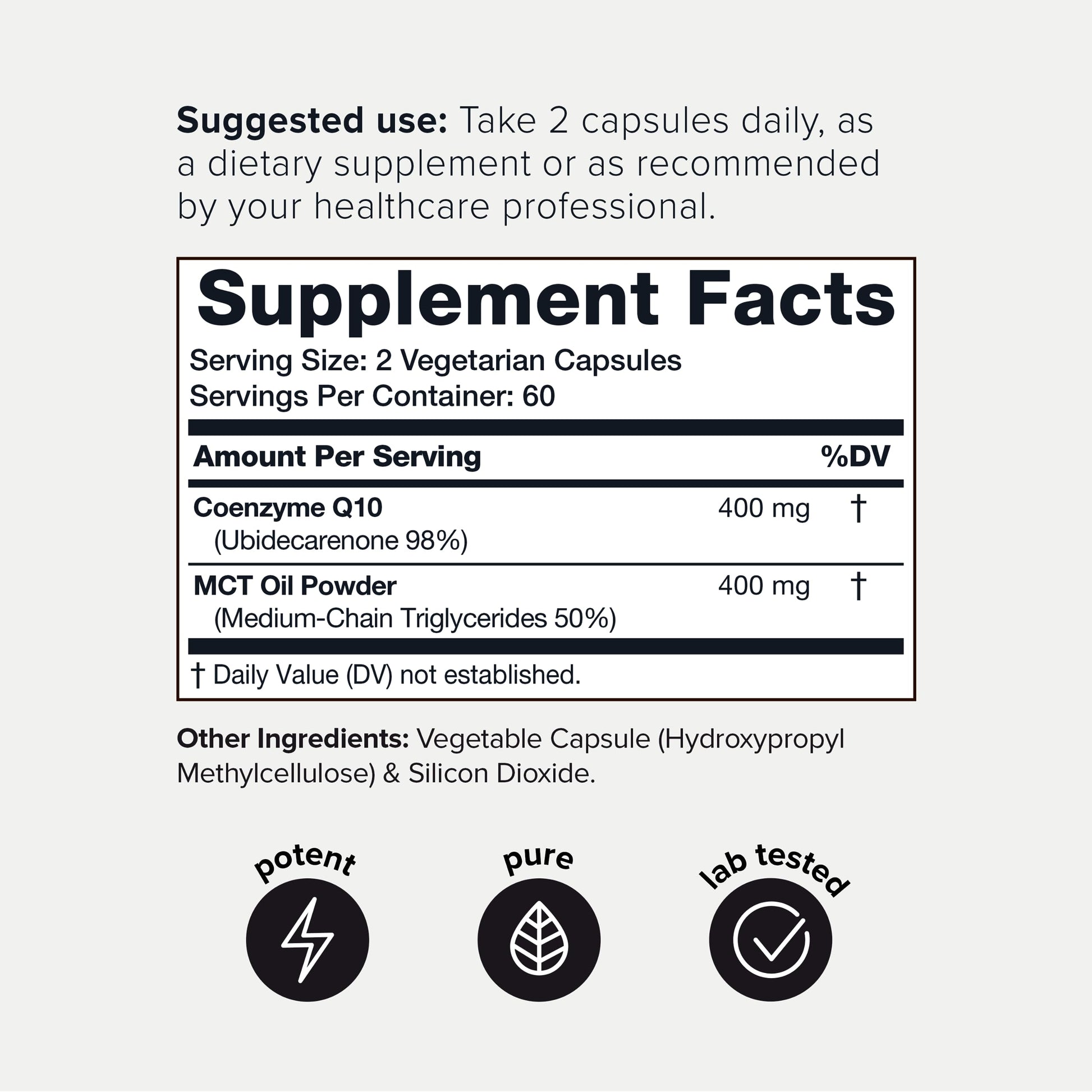 Ultra High Purity CoQ10 400mg - 98% Purified Third-Party Tested CoQ10 Supplement Toniiq