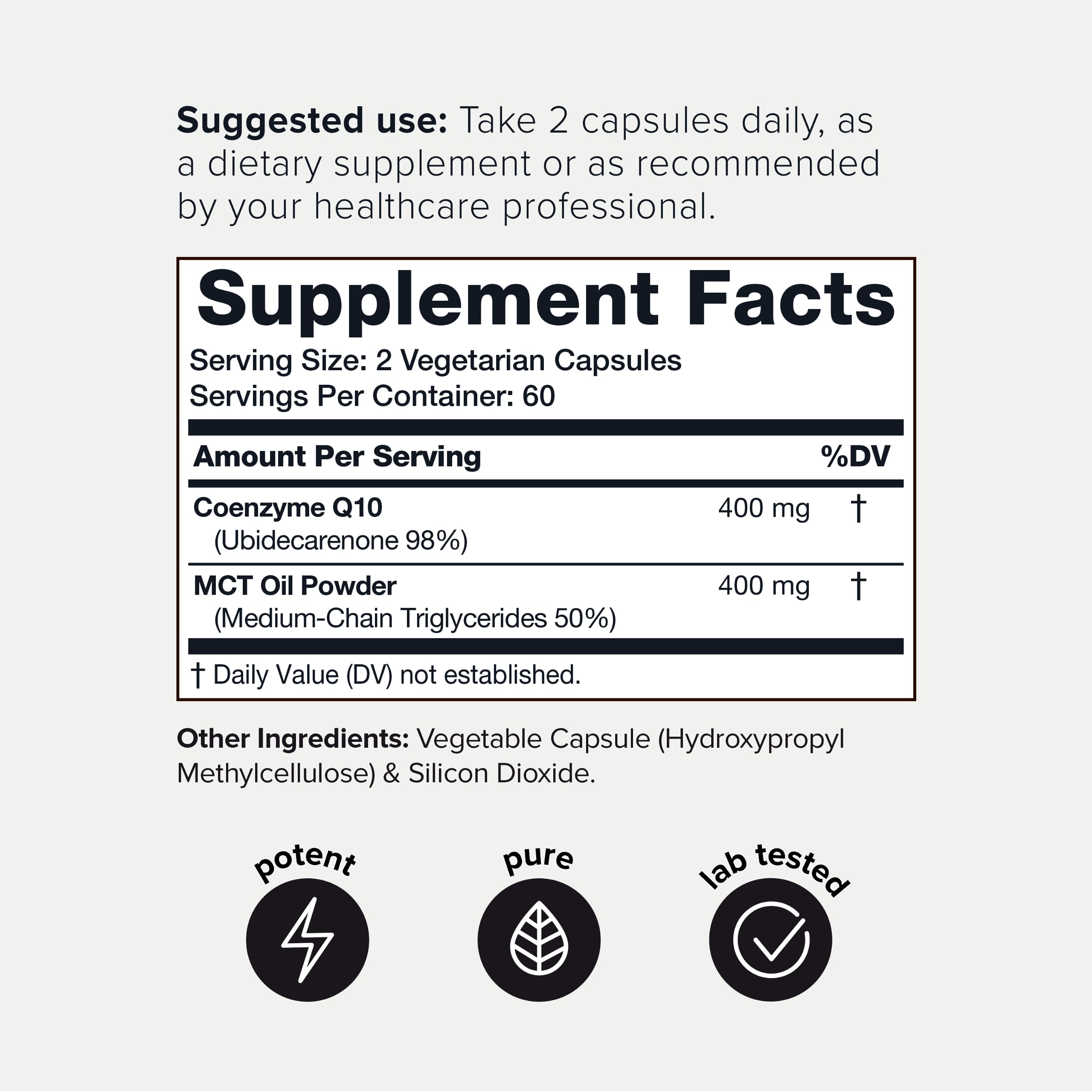Ultra High Purity CoQ10 400mg - 98% Purified Third-Party Tested CoQ10 Supplement Toniiq
