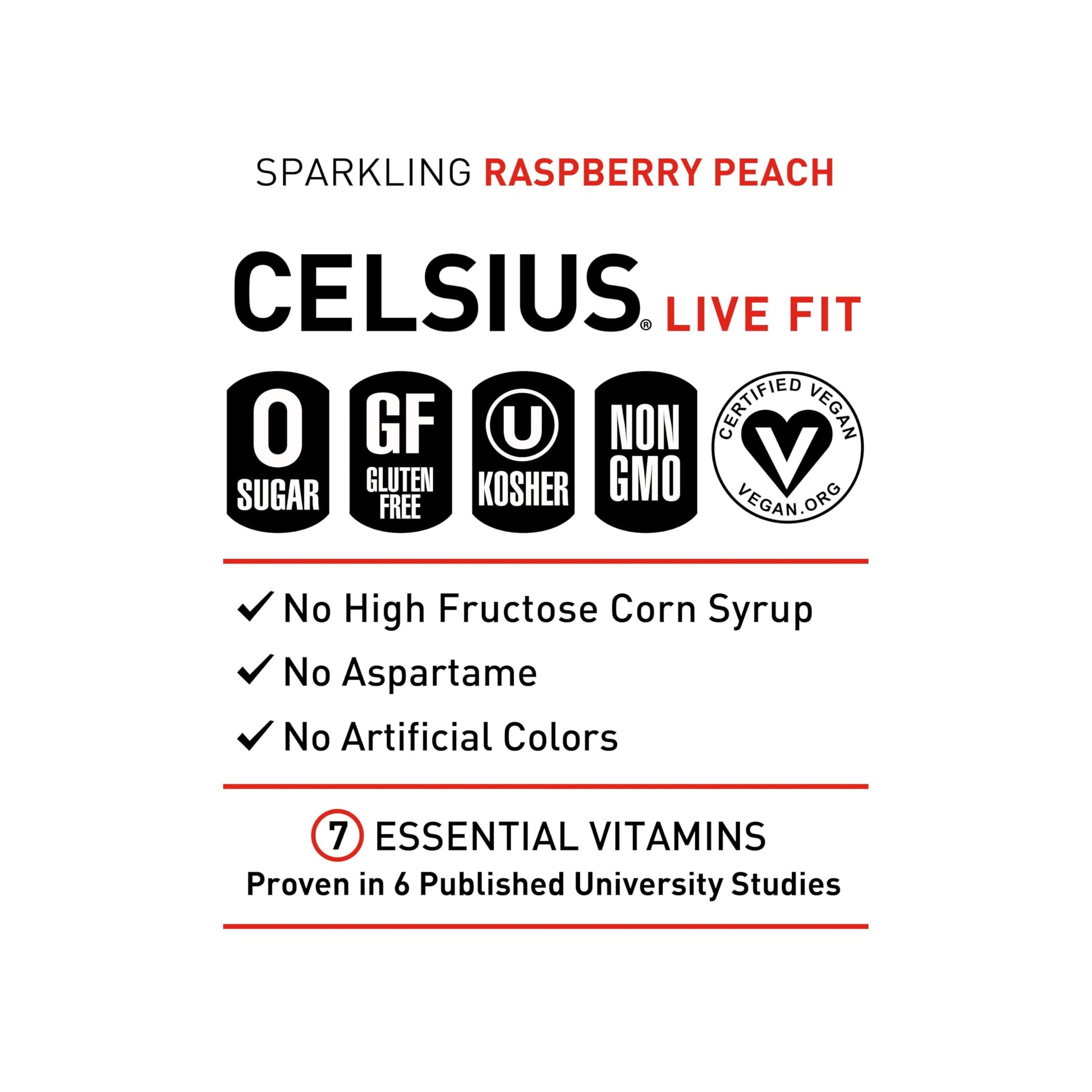 CELSIUS Sparkling Raspberry Peach, Functional Essential Energy Drink 12 Fl Oz (Pack of 12) CELSIUS