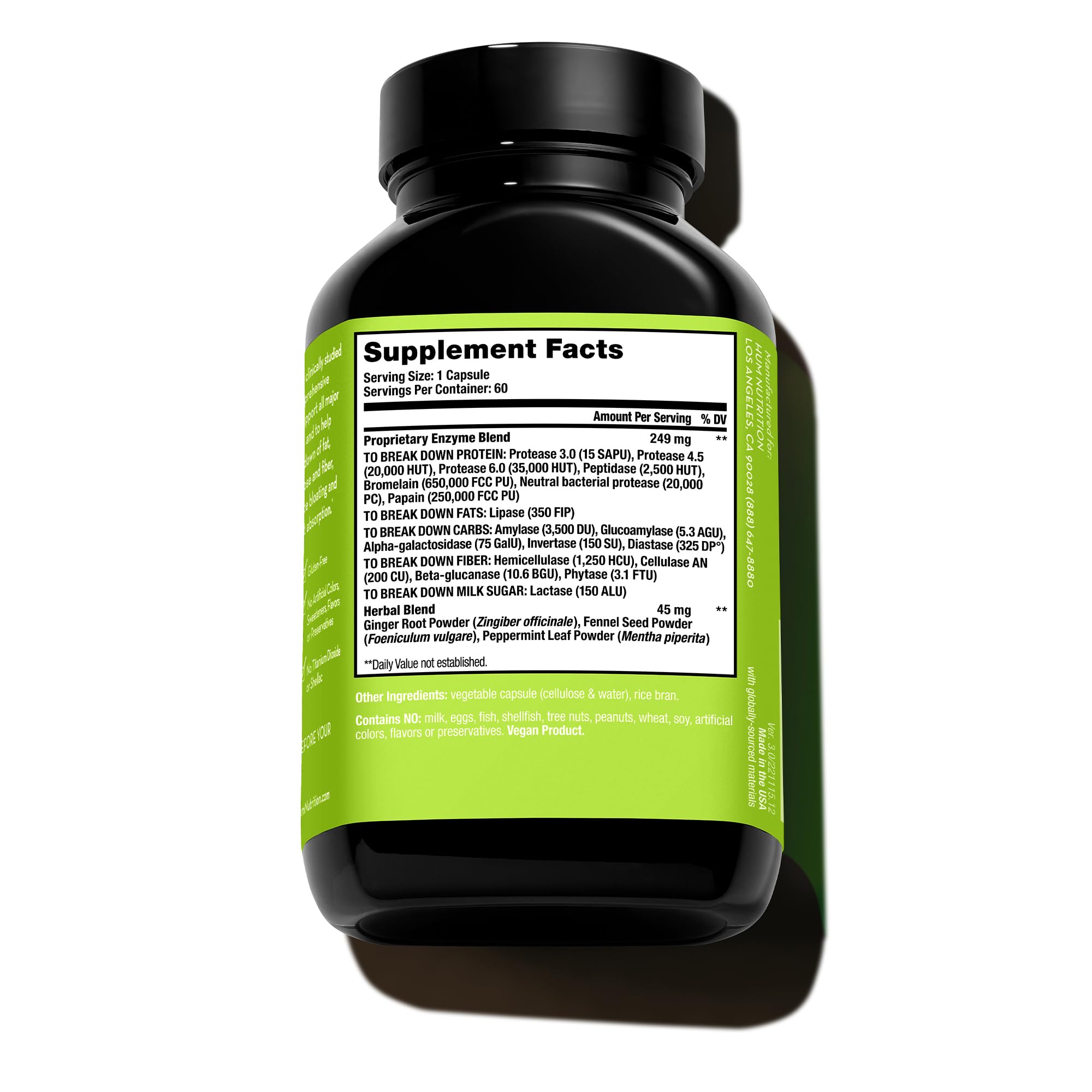 HUM Flatter Me Supplement for Daily Bloating - 18 Full Spectrum Digestive HUM