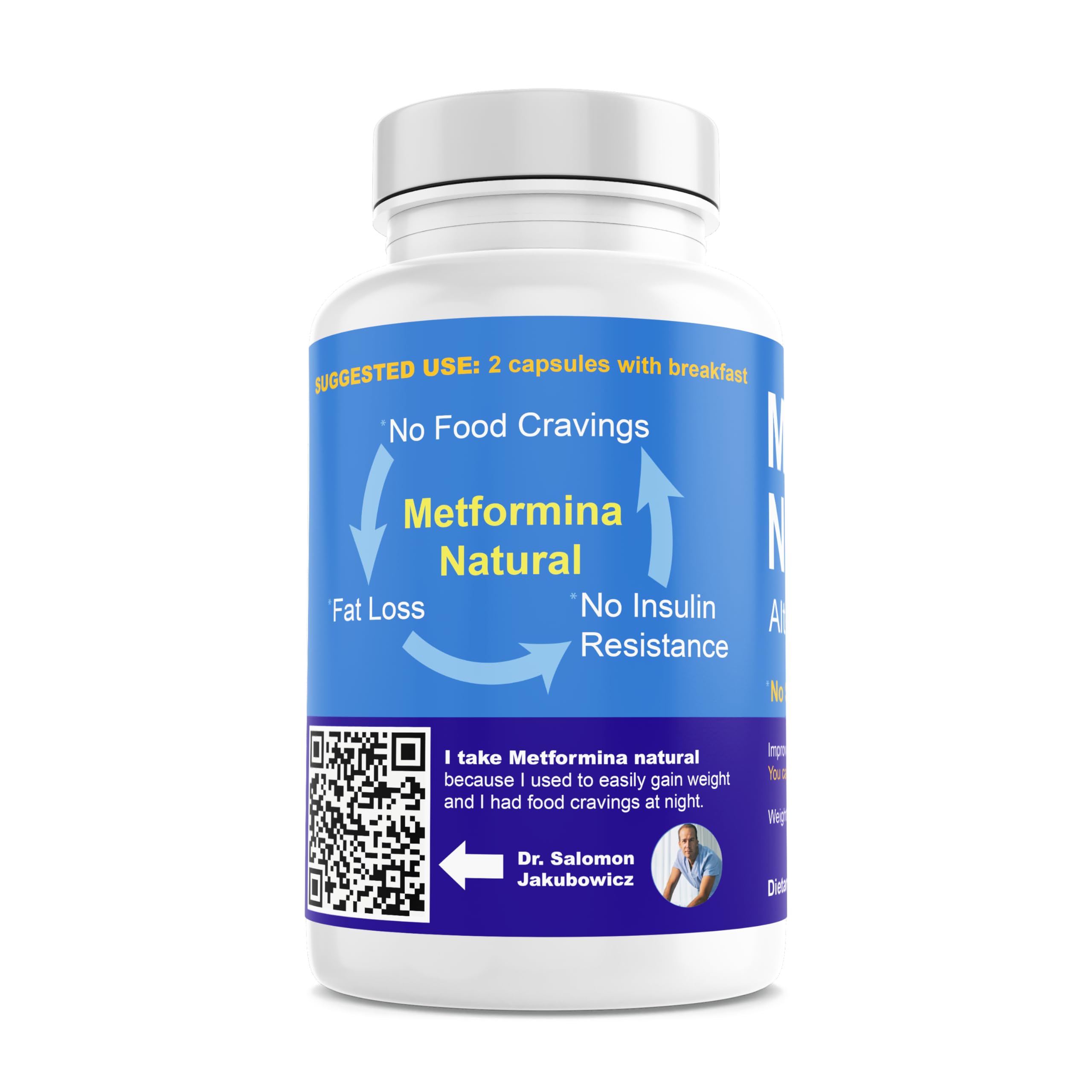 METFORMINA NATURAL - Fat & Glucose Metabolism Support - Dr Salomon (60 Capsules) Ni una dieta más