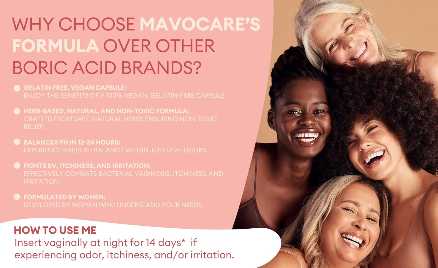 MavoCare Boric Acid Suppositories for Women – 600mg with Calendula & Vitamin E – BV & Yeast Infection Support, pH Balance, Odor Relief, Fast-Dissolving, Moisturizing, Vegan Formula MavoCare, Inc.