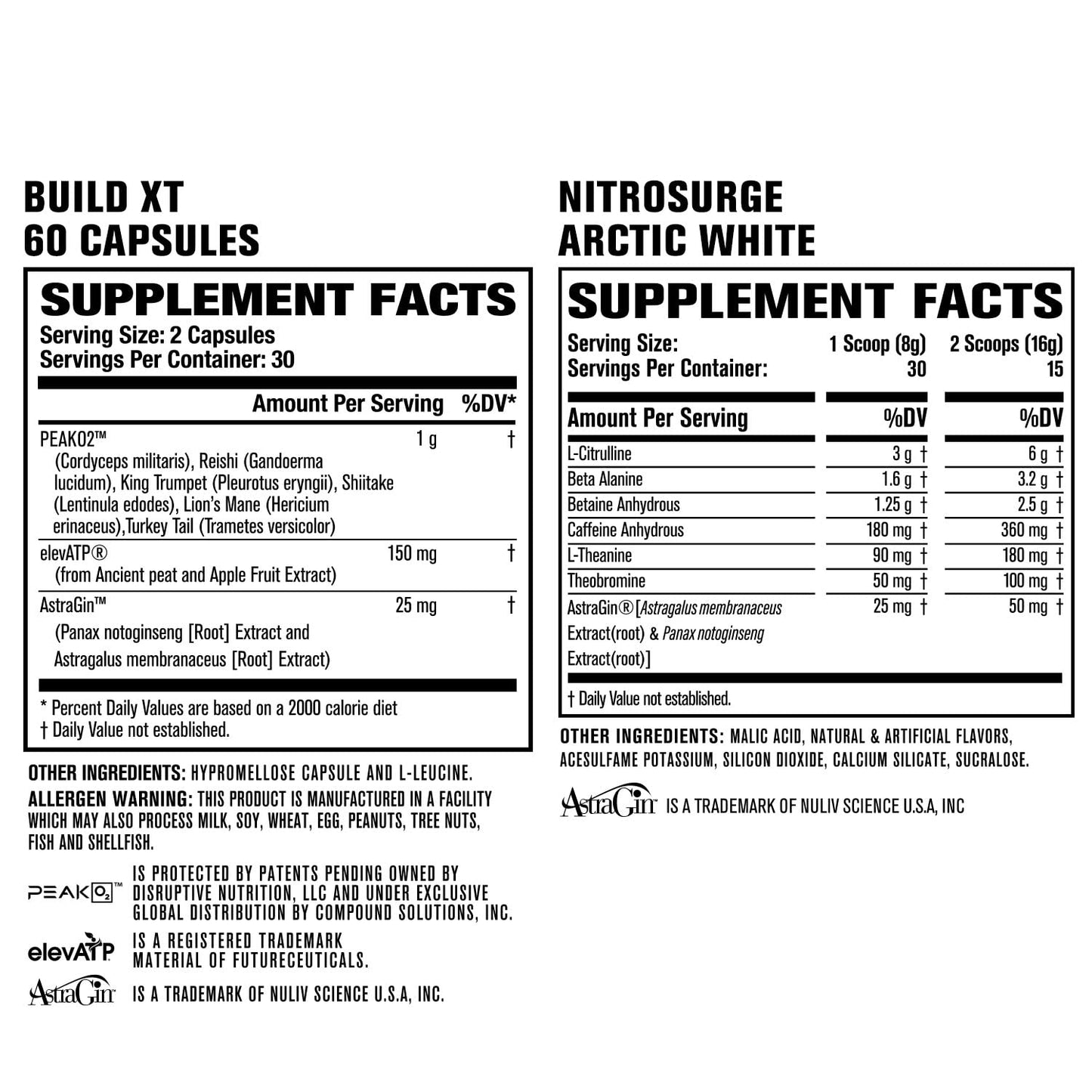 Jacked Factory Nitrosurge Pre-Workout in Arctic White & Build XT Muscle Building Bundle for Men & Women
