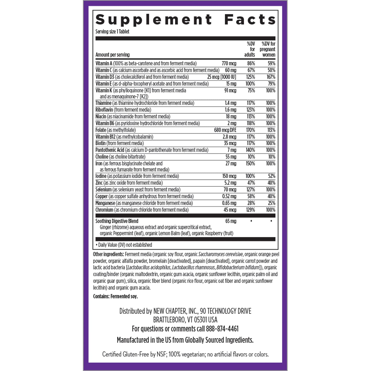 New Chapter Prenatal Vitamins, One Daily Prenatal Multivitamin with Methylfolate New Chapter