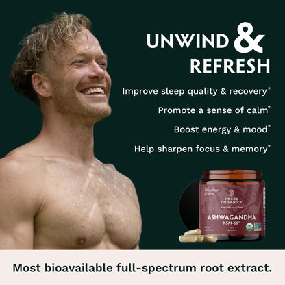 TRIBE ORGANICS Ashwagandha KSM 66 Pure Organic Root Powder Extract Ayurvedic