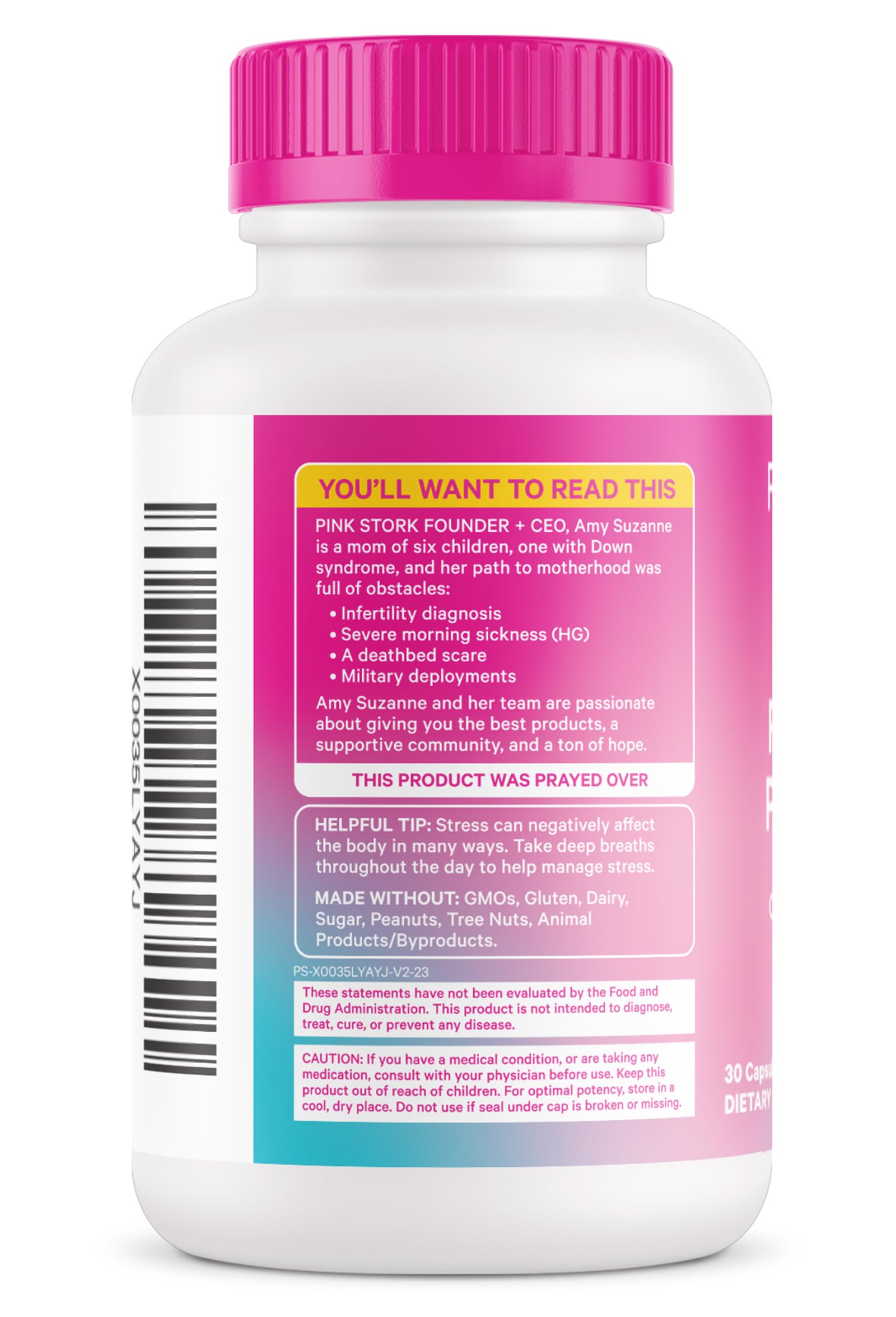 Pink Stork Fertility Support Probiotics for Women with Ashwagandha for Vaginal Health, Conception Pink Stork