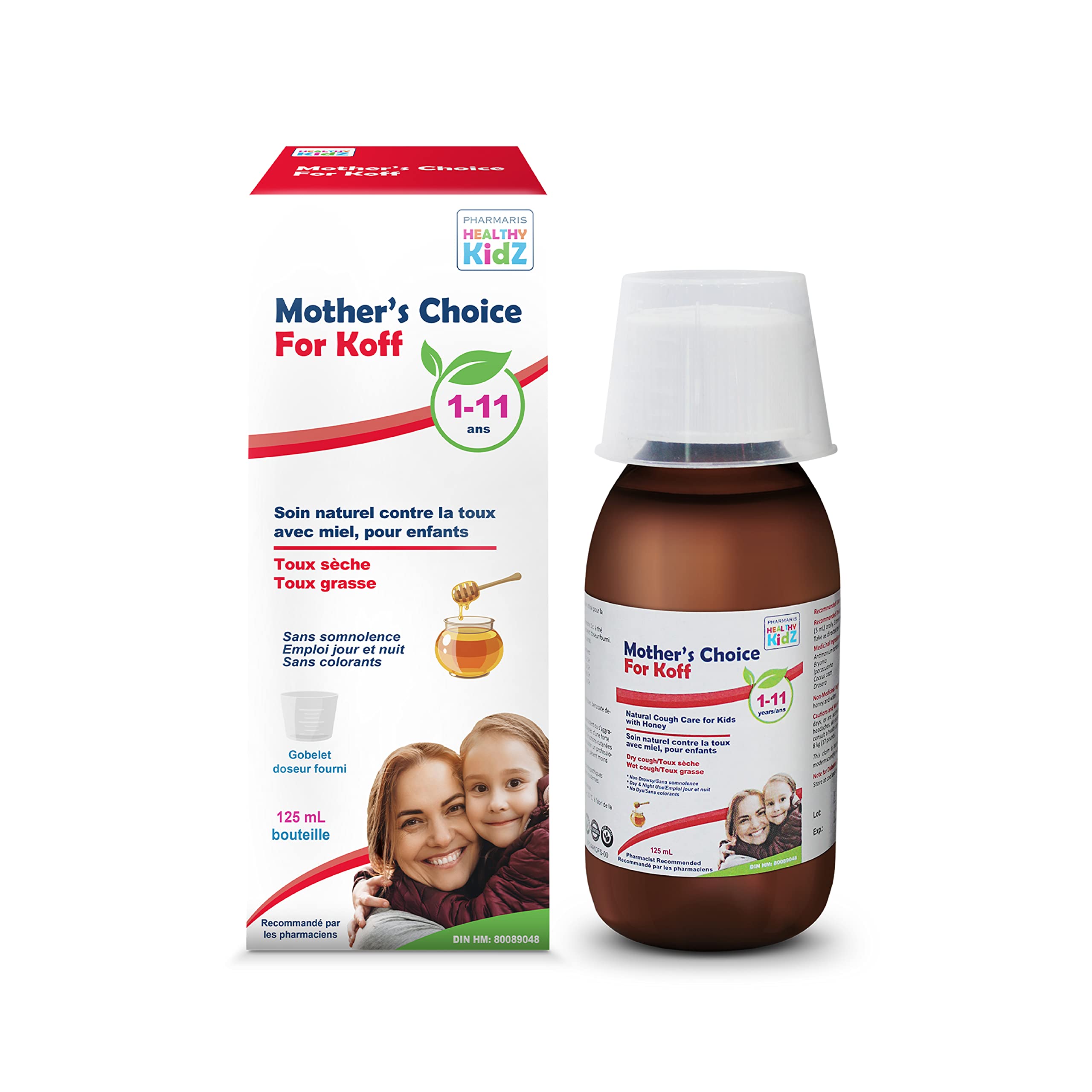 Mother’s Choice for Koff, for Dry and Wet Cough, Natural Cough Care for Kids with Honey, 125 ml PHARMARIS HEALTHY KIDZ MOTHER'S CHOICE