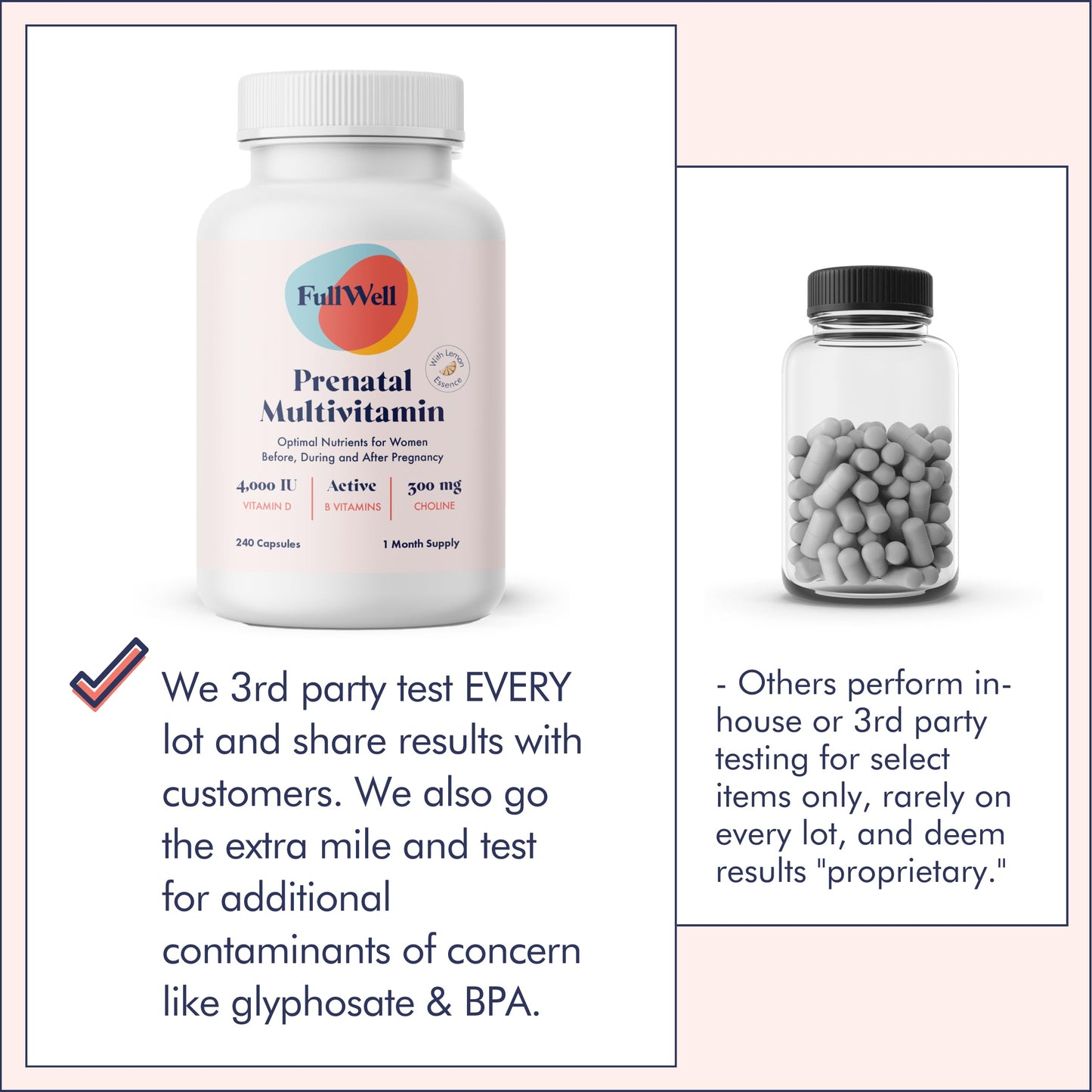 FullWell Prenatal Vitamins Lemon | choline, folate, vitamin D for fetal growth, brain development