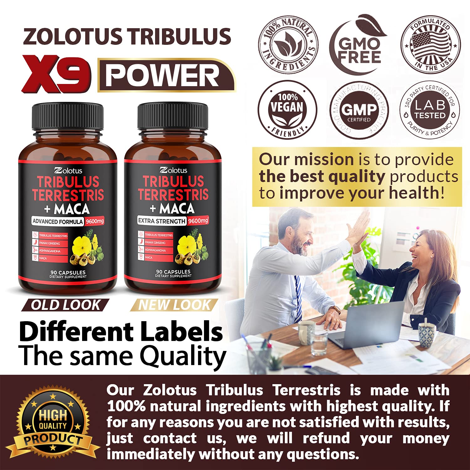 Zolotus Premium Tribulus Terrestris Capsules - 9600mg Per Serving - Combined Zolotus
